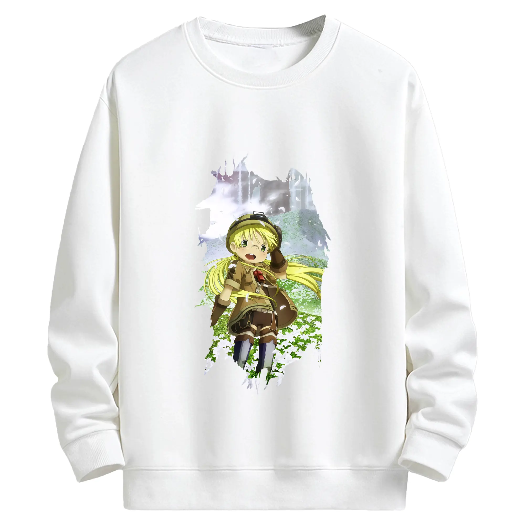 メイドインアビス グッズ,リコ - キッズ クルーネックスウェットシャツ ・ フロントプリント ・ 綿80％ ポリエステル20％ ・ 快適 通学 スポーツ 日常使い お散歩用