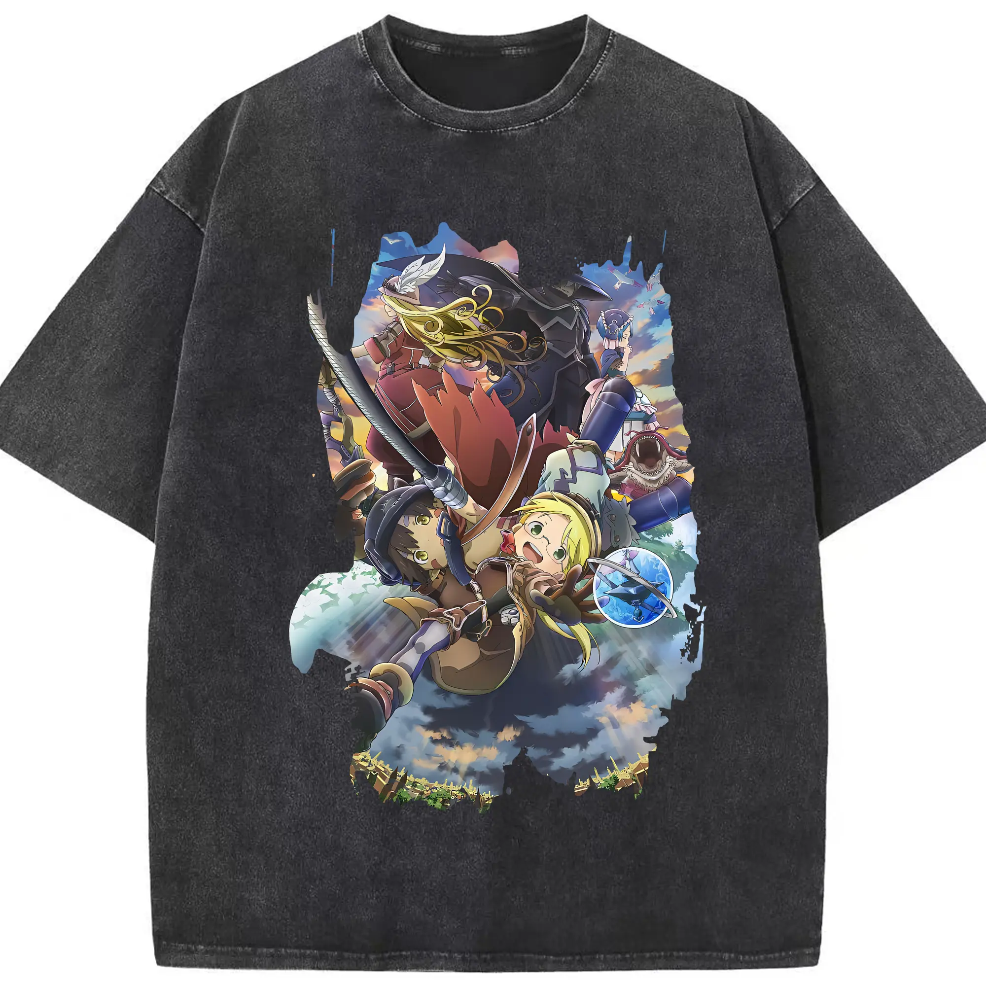 メイドインアビス グッズ,リコ - 綿100％ ヴィンテージ風 半袖Tシャツ ・ フロントプリント ・ 柔らか肌触り ・ 通気性 快適 ・ スポーツ カジュアル 外出用