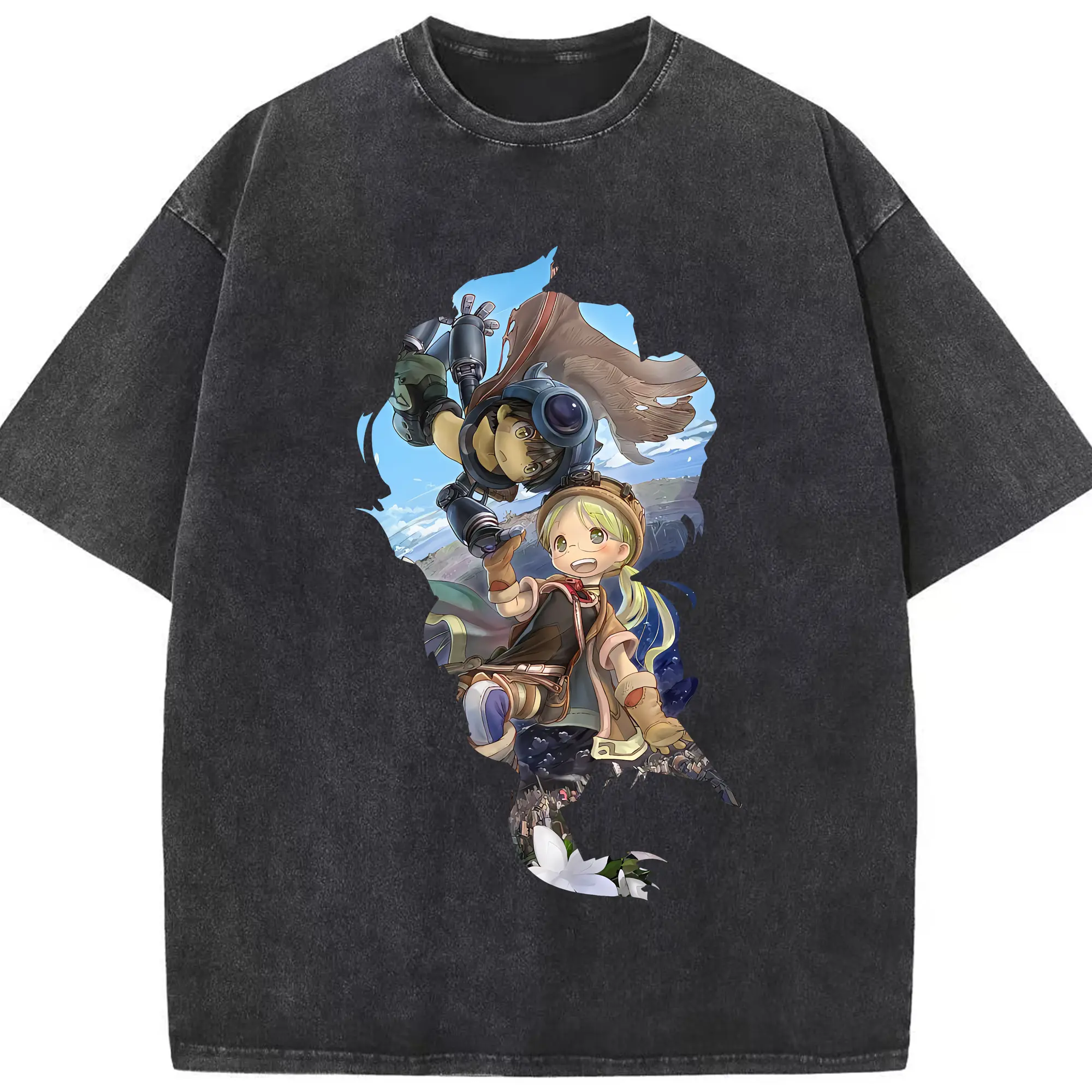 メイドインアビス グッズ,リコ - 綿100％ ヴィンテージ風 半袖Tシャツ ・ フロントプリント ・ 柔らか肌触り ・ 通気性 快適 ・ スポーツ カジュアル 外出用
