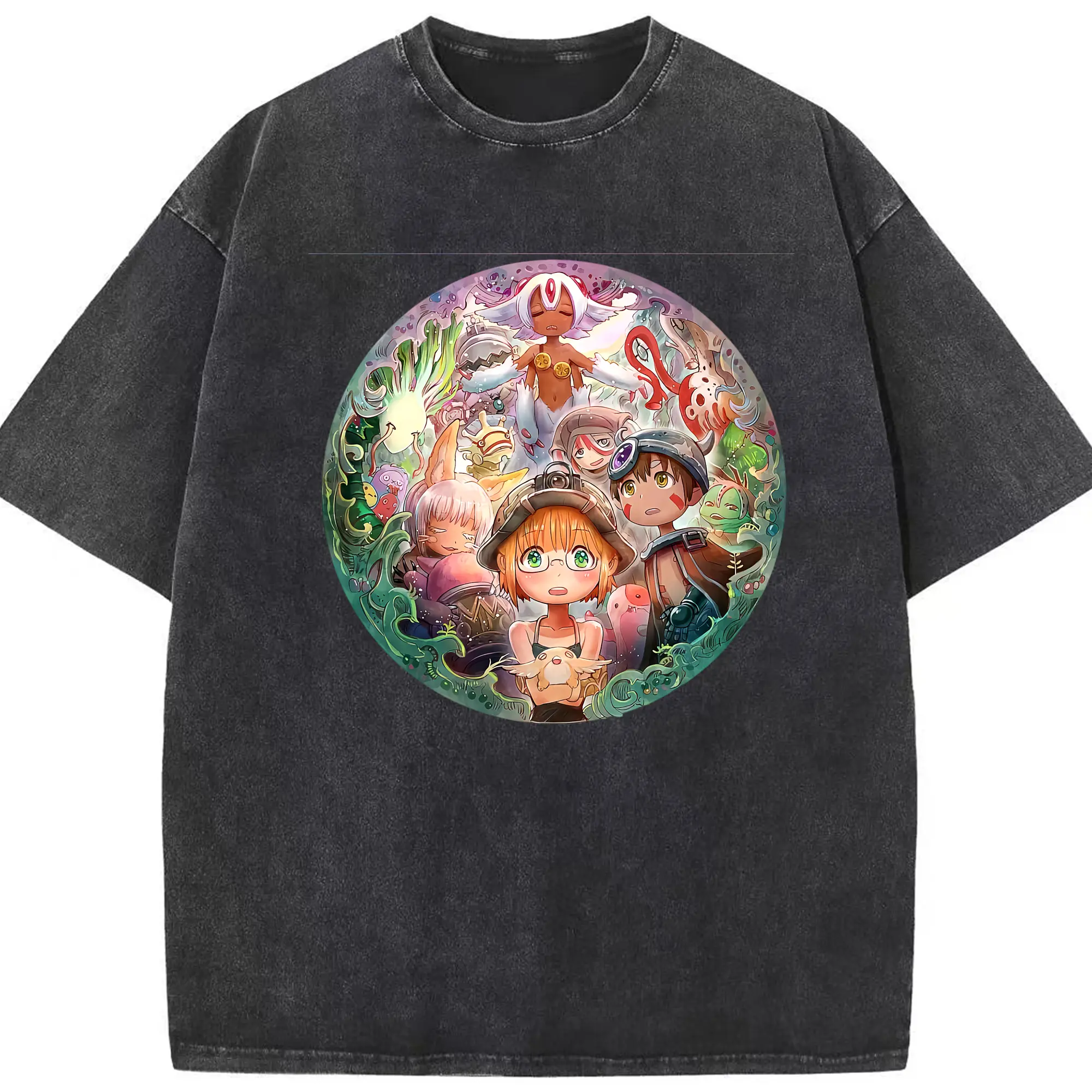 メイドインアビス グッズ,リコ - 綿100％ ヴィンテージ風 半袖Tシャツ ・ フロントプリント ・ 柔らか肌触り ・ 通気性 快適 ・ スポーツ カジュアル 外出用