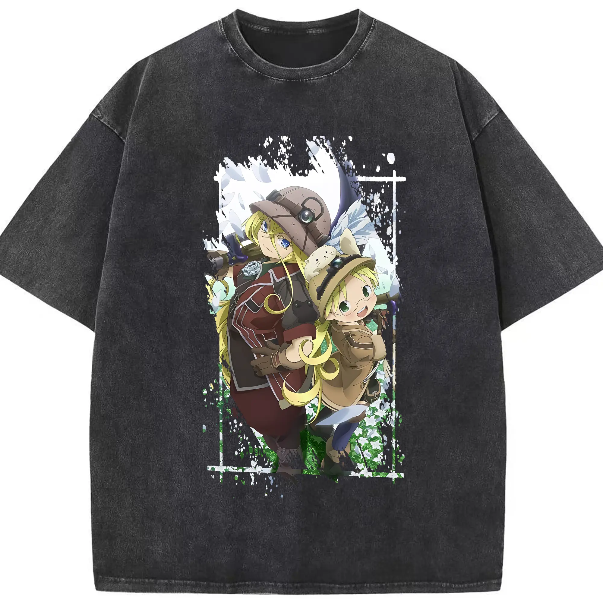 メイドインアビス グッズ,リコ - 綿100％ ヴィンテージ風 半袖Tシャツ ・ フロントプリント ・ 柔らか肌触り ・ 通気性 快適 ・ スポーツ カジュアル 外出用