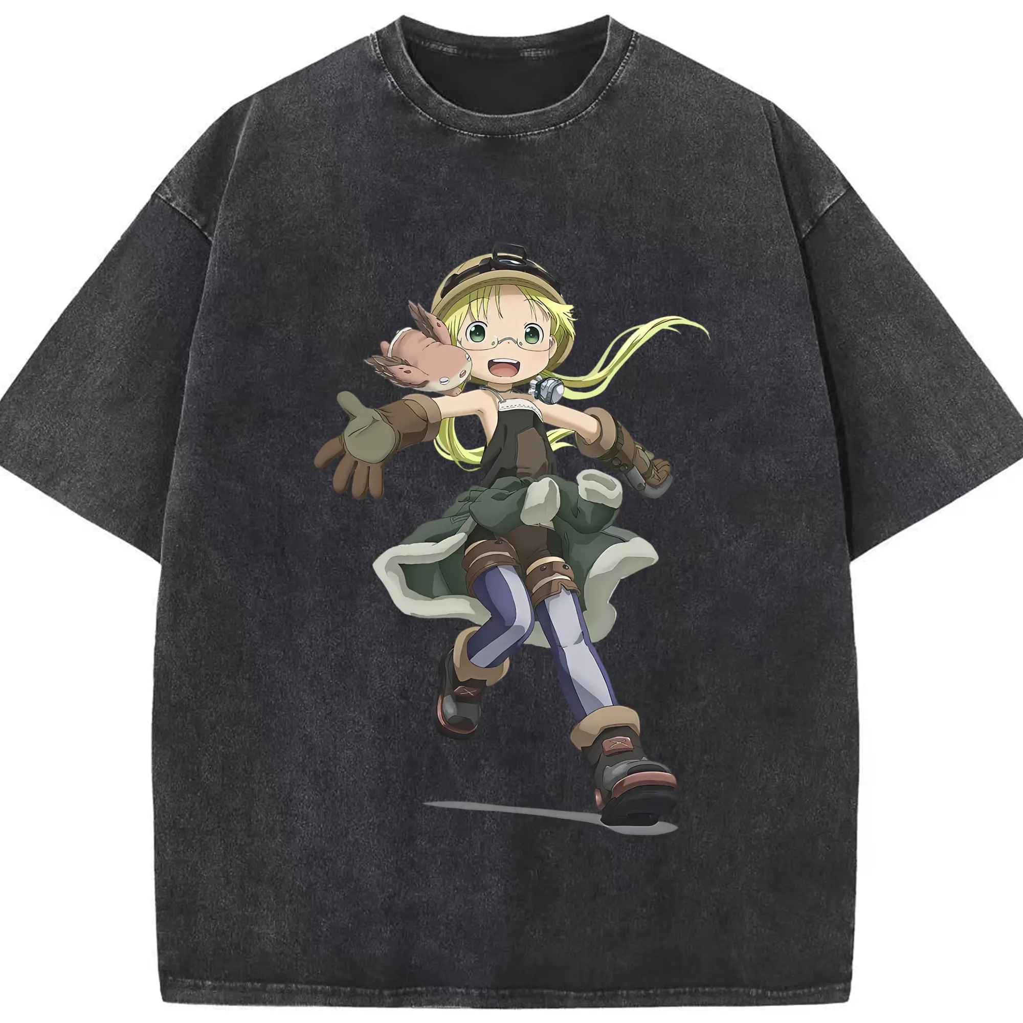 メイドインアビス グッズ,リコ - 綿100％ ヴィンテージ風 半袖Tシャツ ・ フロントプリント ・ 柔らか肌触り ・ 通気性 快適 ・ スポーツ カジュアル 外出用