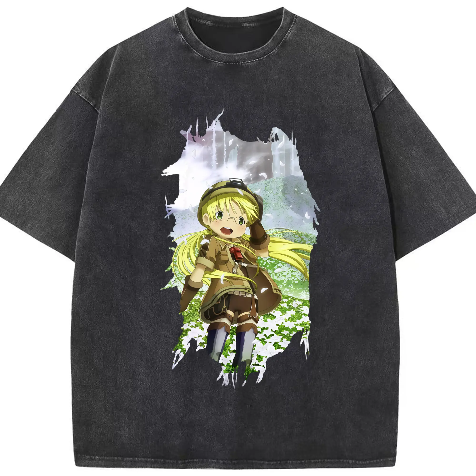 メイドインアビス グッズ,リコ - 綿100％ ヴィンテージ風 半袖Tシャツ ・ フロントプリント ・ 柔らか肌触り ・ 通気性 快適 ・ スポーツ カジュアル 外出用