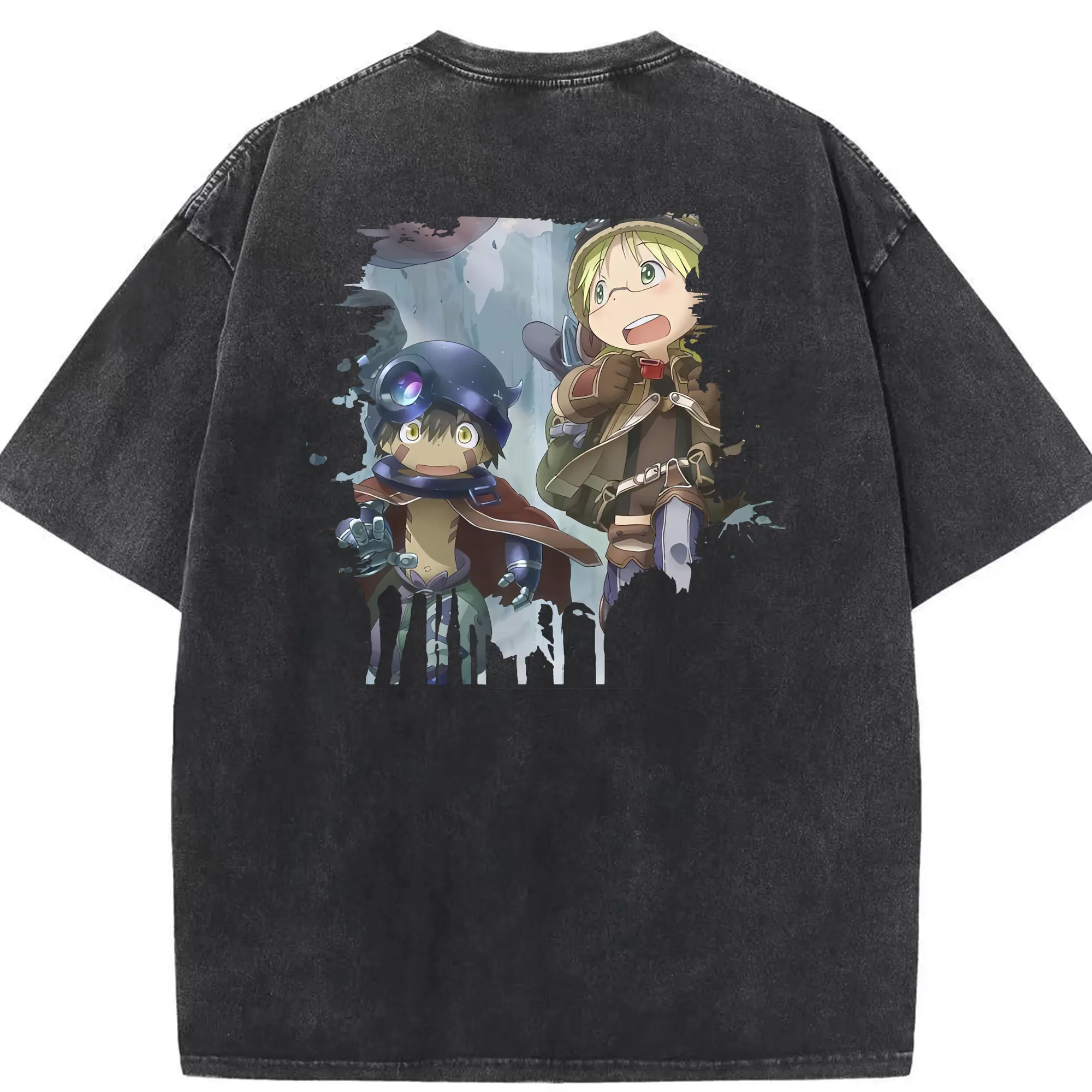 メイドインアビス グッズ,リコ - 綿100％ ヴィンテージ風 半袖Tシャツ ・ 背面プリント ・ 柔らか肌触り ・ 通気性 快適 ・ スポーツ カジュアル 外出用
