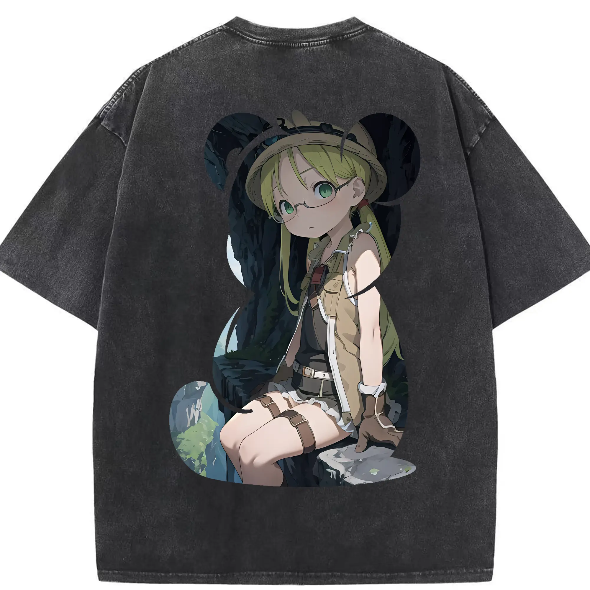 メイドインアビス グッズ,リコ - 綿100％ ヴィンテージ風 半袖Tシャツ ・ 背面プリント ・ 柔らか肌触り ・ 通気性 快適 ・ スポーツ カジュアル 外出用