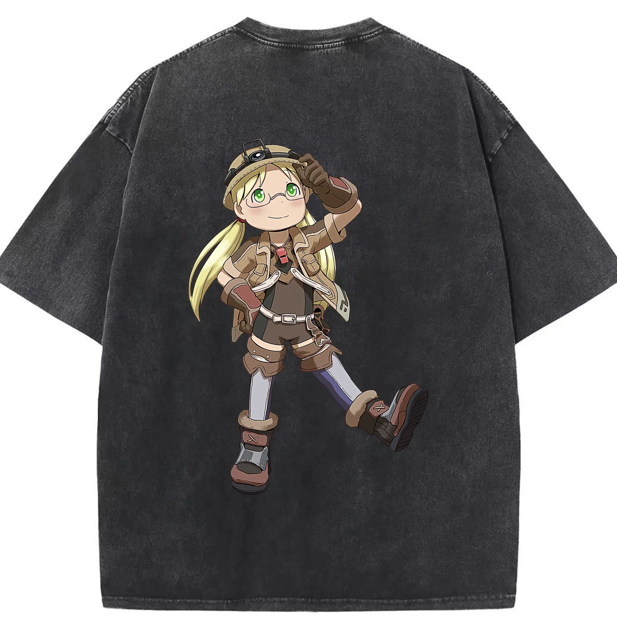 メイドインアビス グッズ,リコ - 綿100％ ヴィンテージ風 半袖Tシャツ ・ 背面プリント ・ 柔らか肌触り ・ 通気性 快適 ・ スポーツ カジュアル 外出用