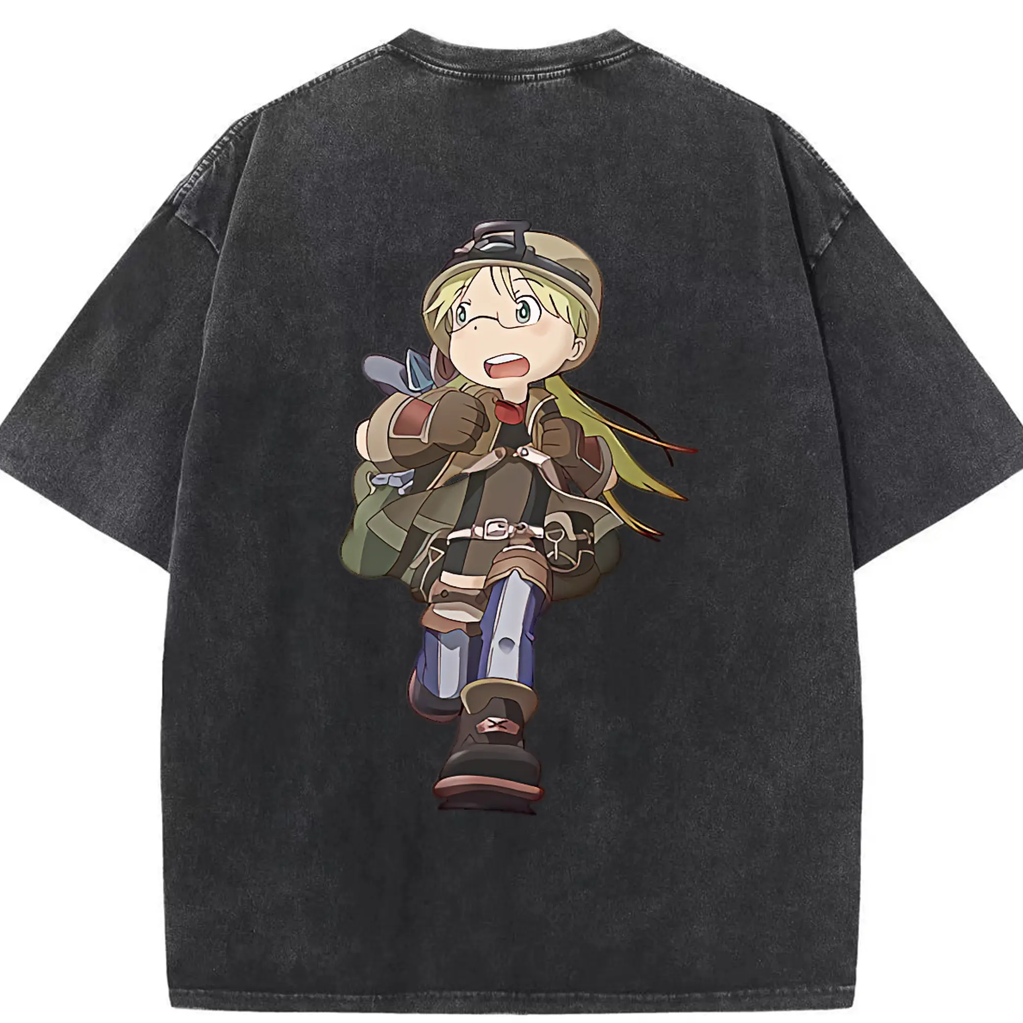 メイドインアビス グッズ,リコ - 綿100％ ヴィンテージ風 半袖Tシャツ ・ 背面プリント ・ 柔らか肌触り ・ 通気性 快適 ・ スポーツ カジュアル 外出用