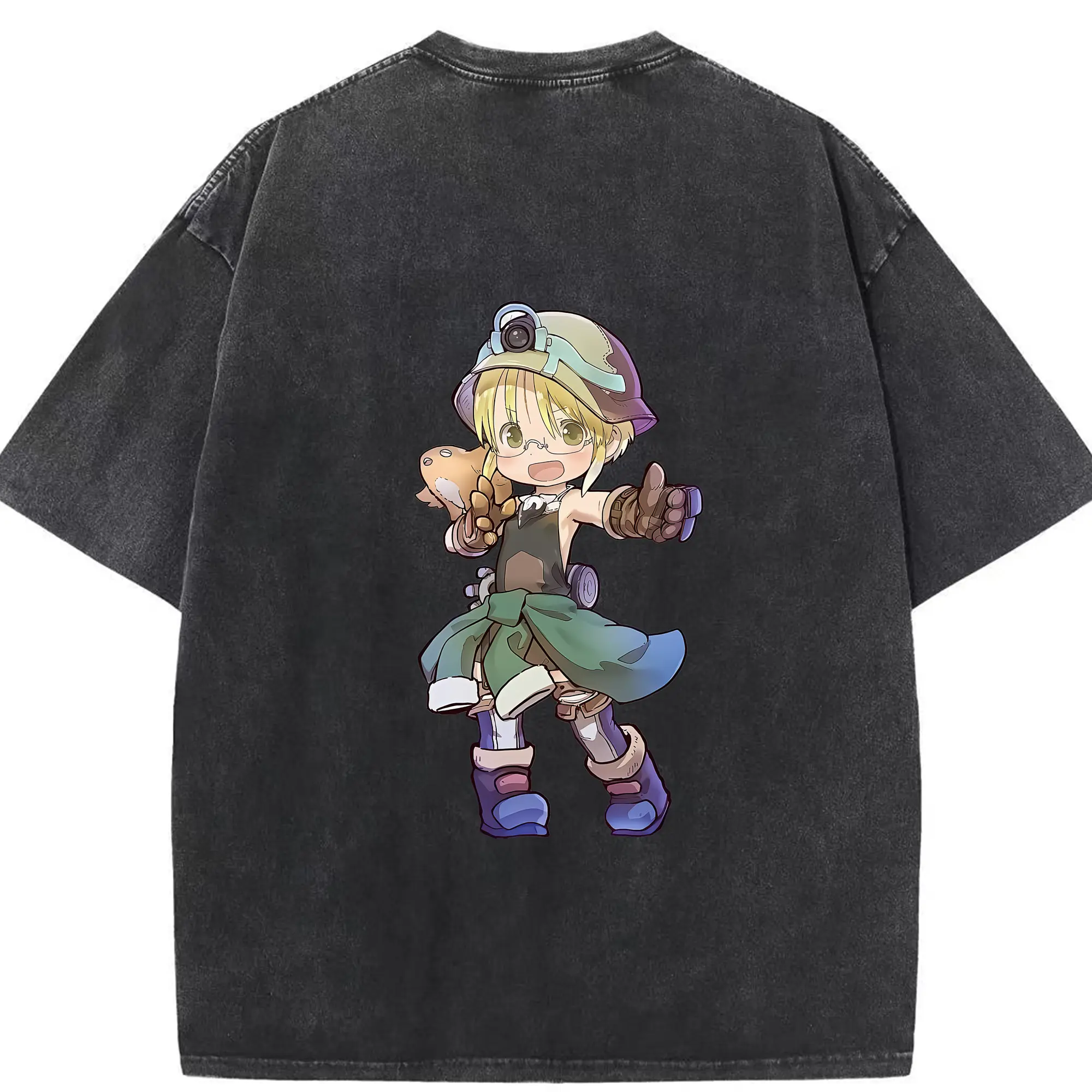 メイドインアビス グッズ,リコ - 綿100％ ヴィンテージ風 半袖Tシャツ ・ 背面プリント ・ 柔らか肌触り ・ 通気性 快適 ・ スポーツ カジュアル 外出用