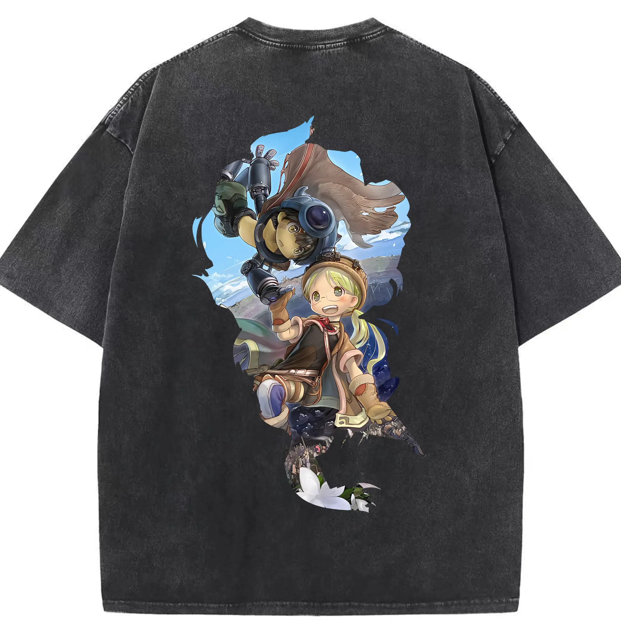メイドインアビス グッズ,リコ - 綿100％ ヴィンテージ風 半袖Tシャツ ・ 背面プリント ・ 柔らか肌触り ・ 通気性 快適 ・ スポーツ カジュアル 外出用