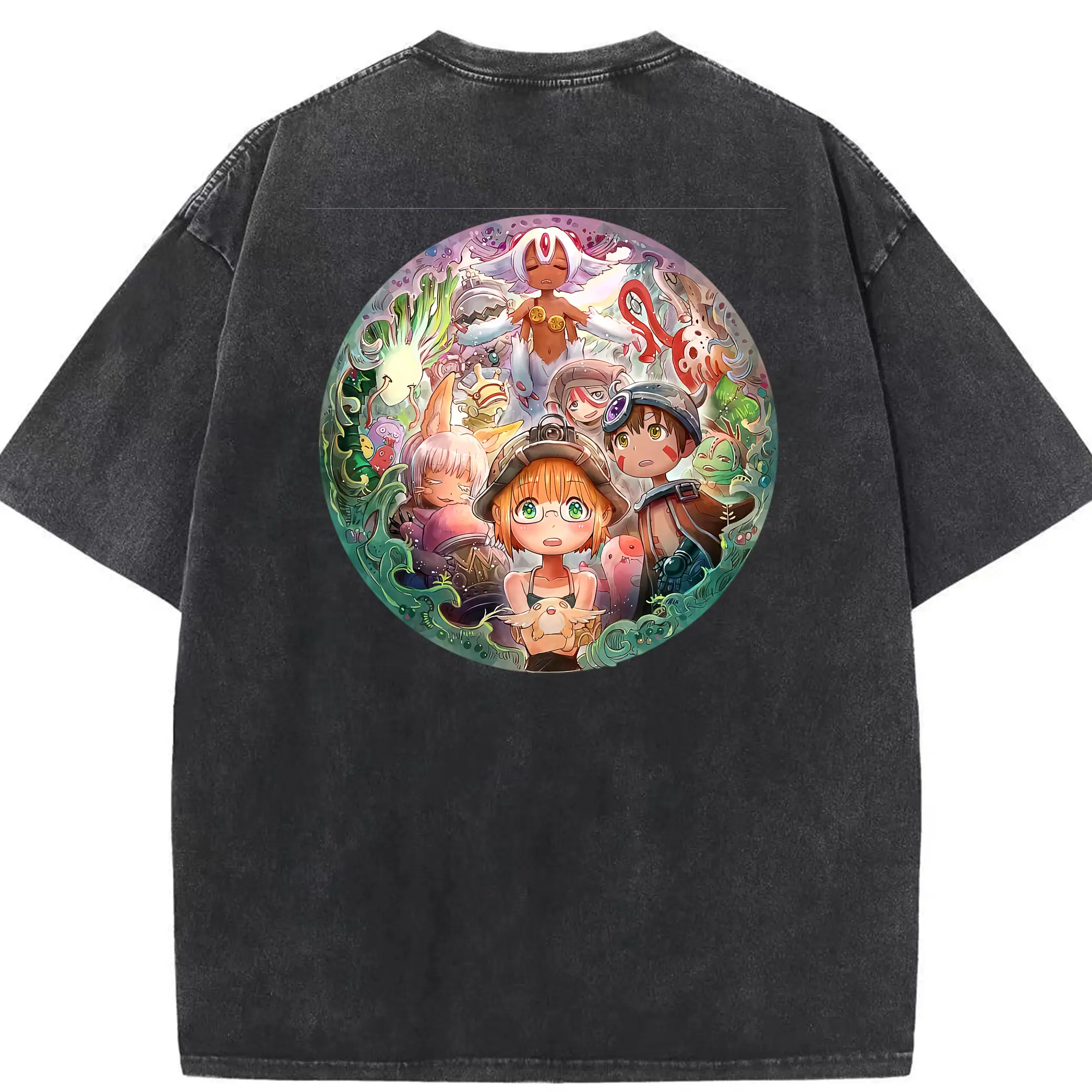 メイドインアビス グッズ,リコ - 綿100％ ヴィンテージ風 半袖Tシャツ ・ 背面プリント ・ 柔らか肌触り ・ 通気性 快適 ・ スポーツ カジュアル 外出用