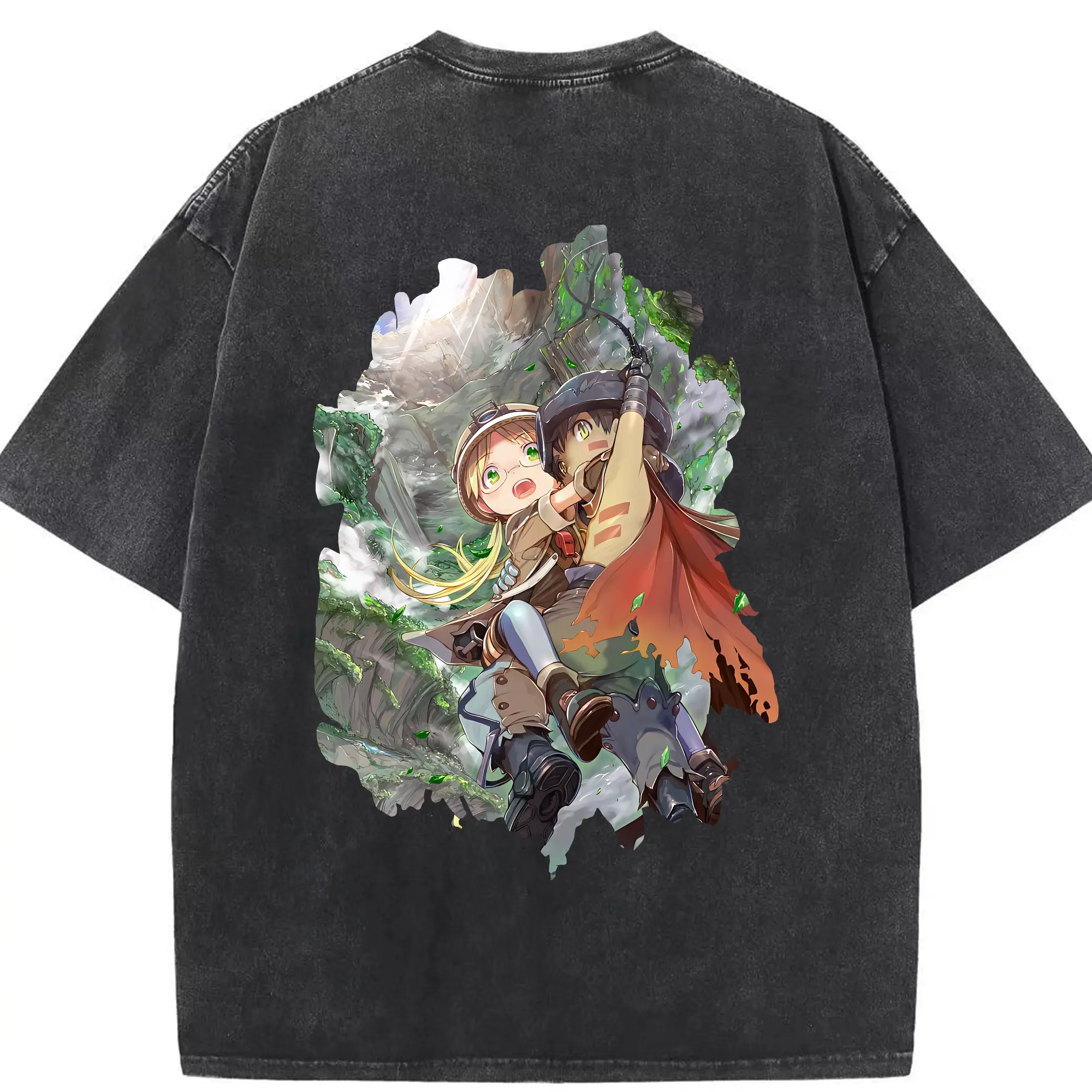 メイドインアビス グッズ,リコ - 綿100％ ヴィンテージ風 半袖Tシャツ ・ 背面プリント ・ 柔らか肌触り ・ 通気性 快適 ・ スポーツ カジュアル 外出用