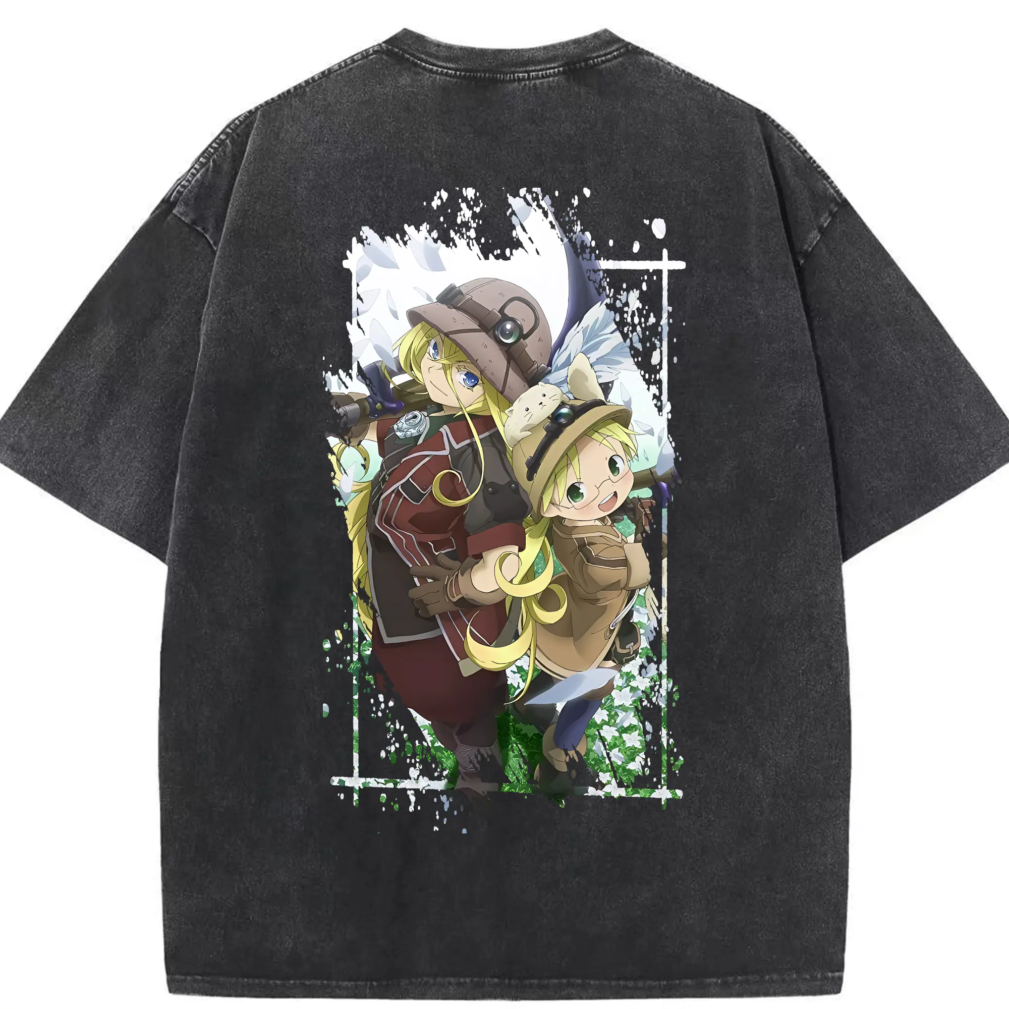 メイドインアビス グッズ,リコ - 綿100％ ヴィンテージ風 半袖Tシャツ ・ 背面プリント ・ 柔らか肌触り ・ 通気性 快適 ・ スポーツ カジュアル 外出用