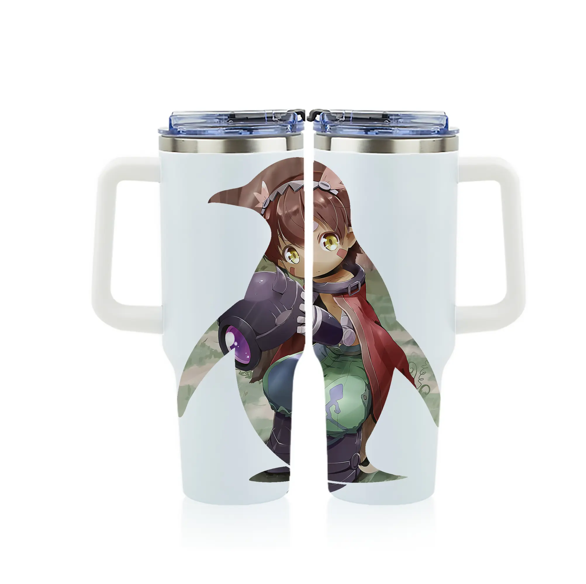 メイドインアビス グッズ,レグ - 1200mL フルプリント車用タンブラー ・ 304ステンレス 内側 ・ 201ステンレス 外側 ・ 保温 保冷 ・ 通勤 ドライブ アウトドア用