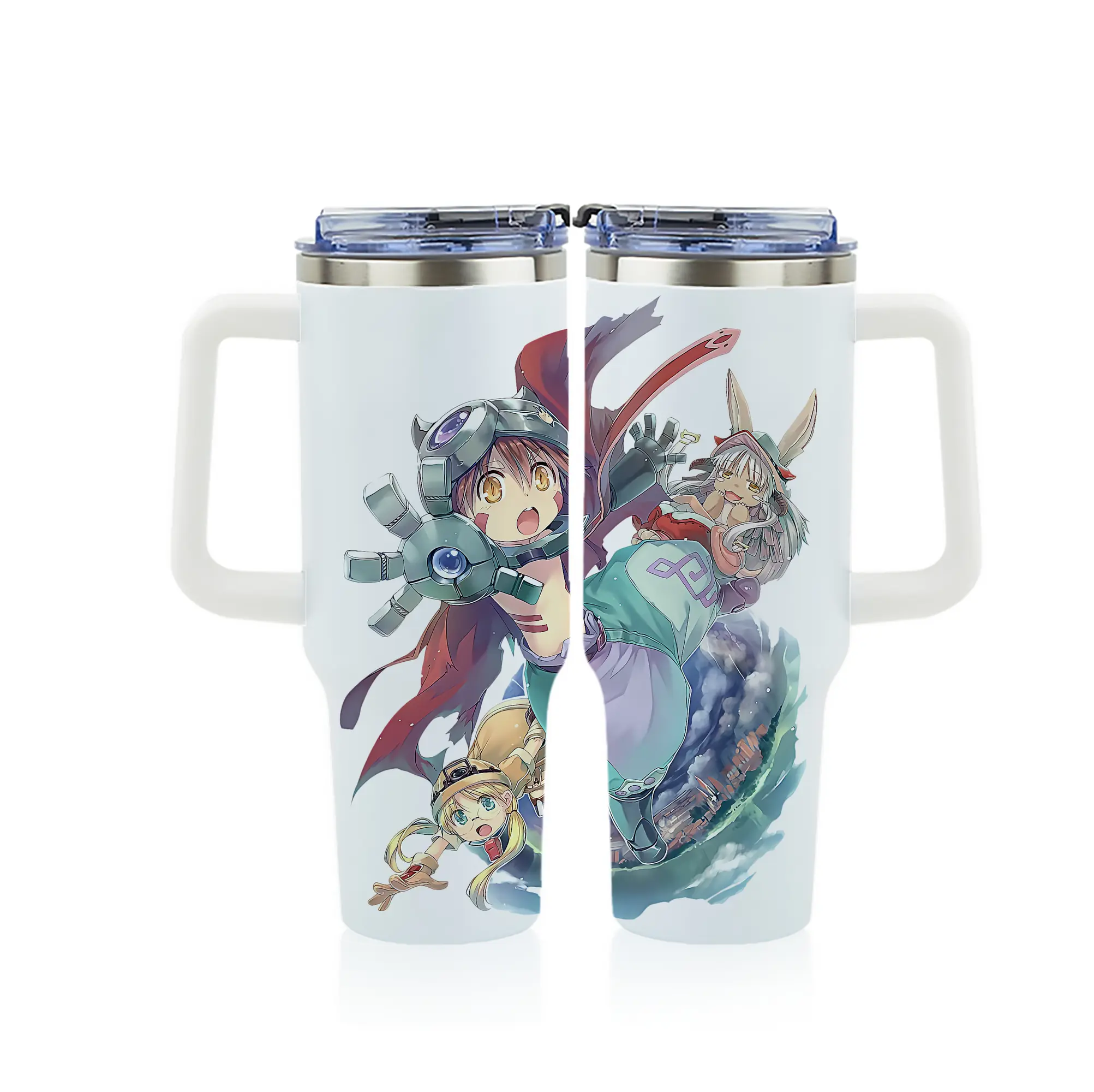 メイドインアビス グッズ,レグ - 1200mL フルプリント車用タンブラー ・ 304ステンレス 内側 ・ 201ステンレス 外側 ・ 保温 保冷 ・ 通勤 ドライブ アウトドア用