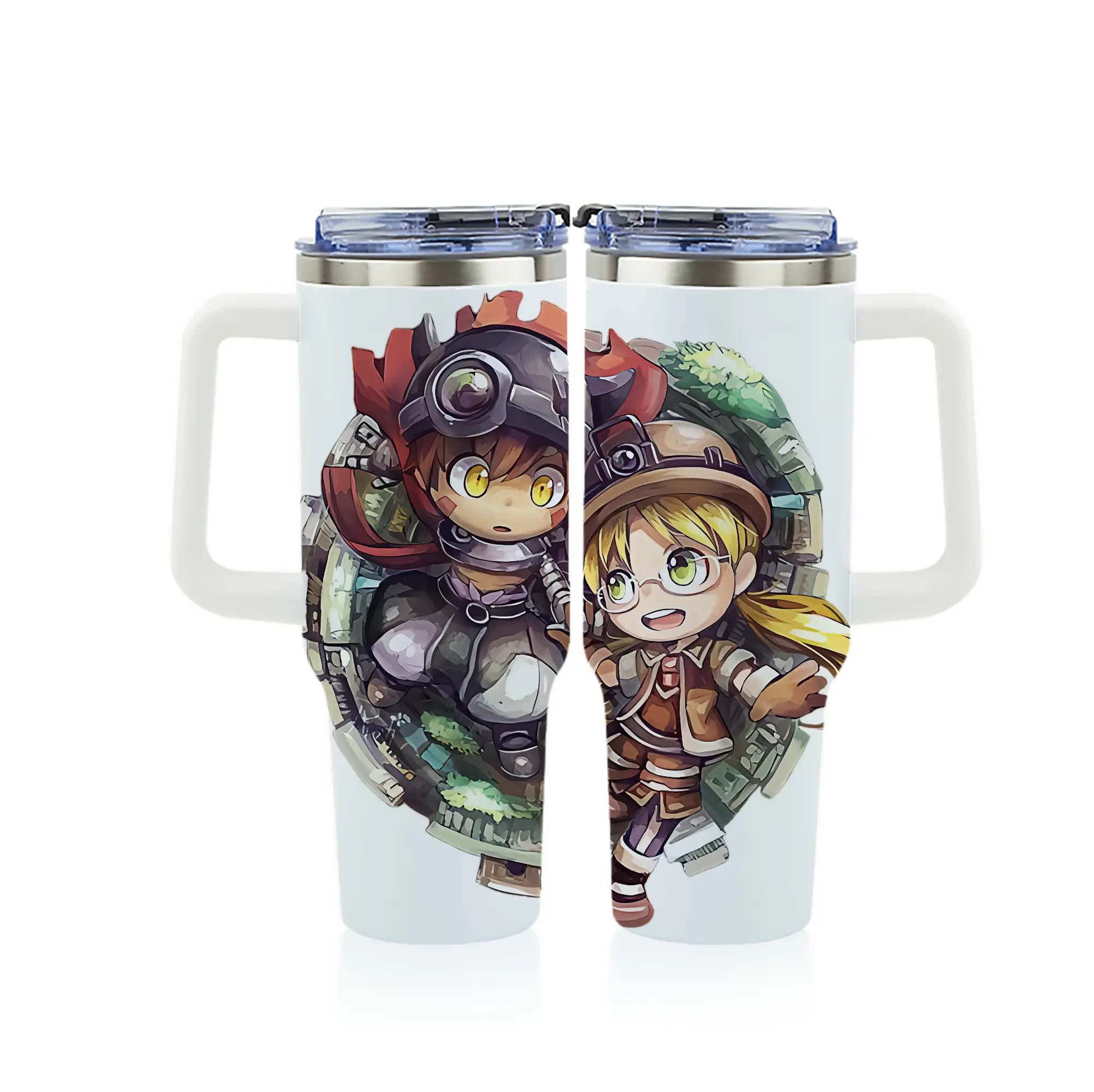 メイドインアビス グッズ,レグ - 1200mL フルプリント車用タンブラー ・ 304ステンレス 内側 ・ 201ステンレス 外側 ・ 保温 保冷 ・ 通勤 ドライブ アウトドア用