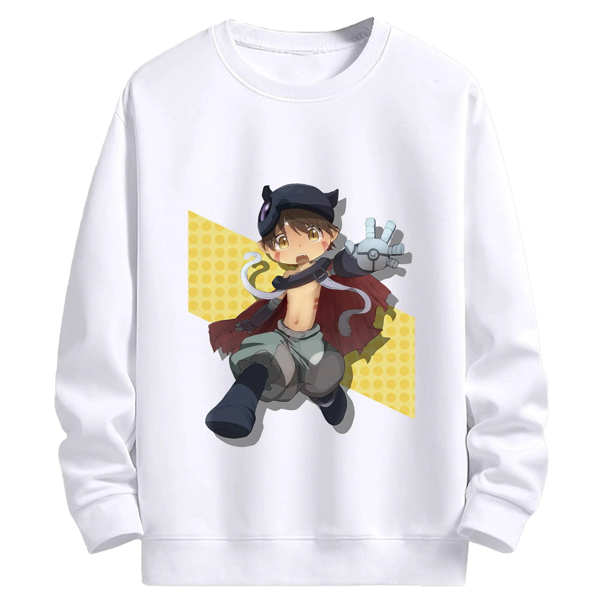 メイドインアビス グッズ,レグ - 高品質 クルーネック スウェット ・ コットン59％ ポリエステル41％ ・ ユニセックス 長袖 トレーナー ・ カジュアル デイリー スポーツ 散歩用