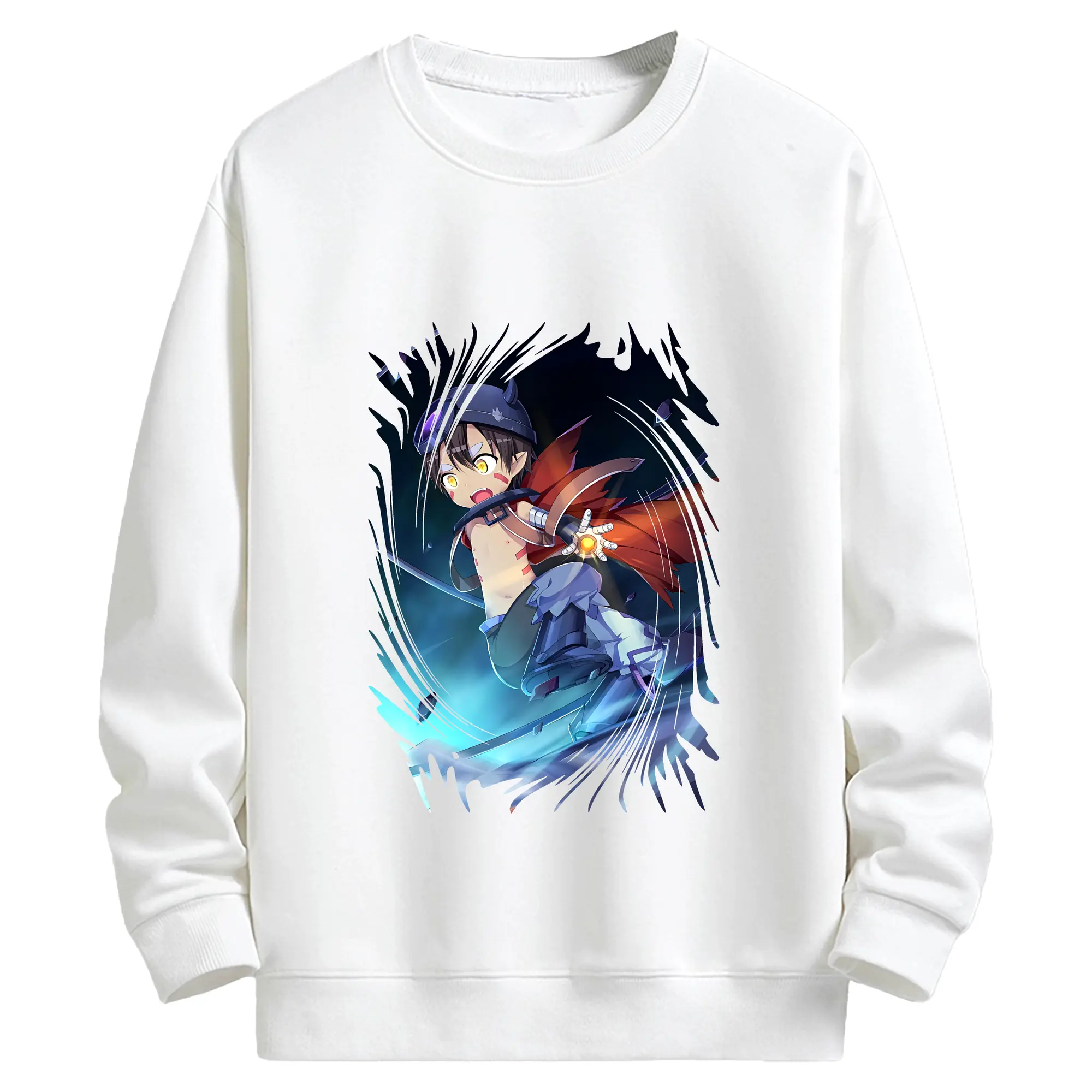 メイドインアビス グッズ,レグ - キッズ クルーネックスウェットシャツ ・ フロントプリント ・ 綿80％ ポリエステル20％ ・ 快適 通学 スポーツ 日常使い お散歩用