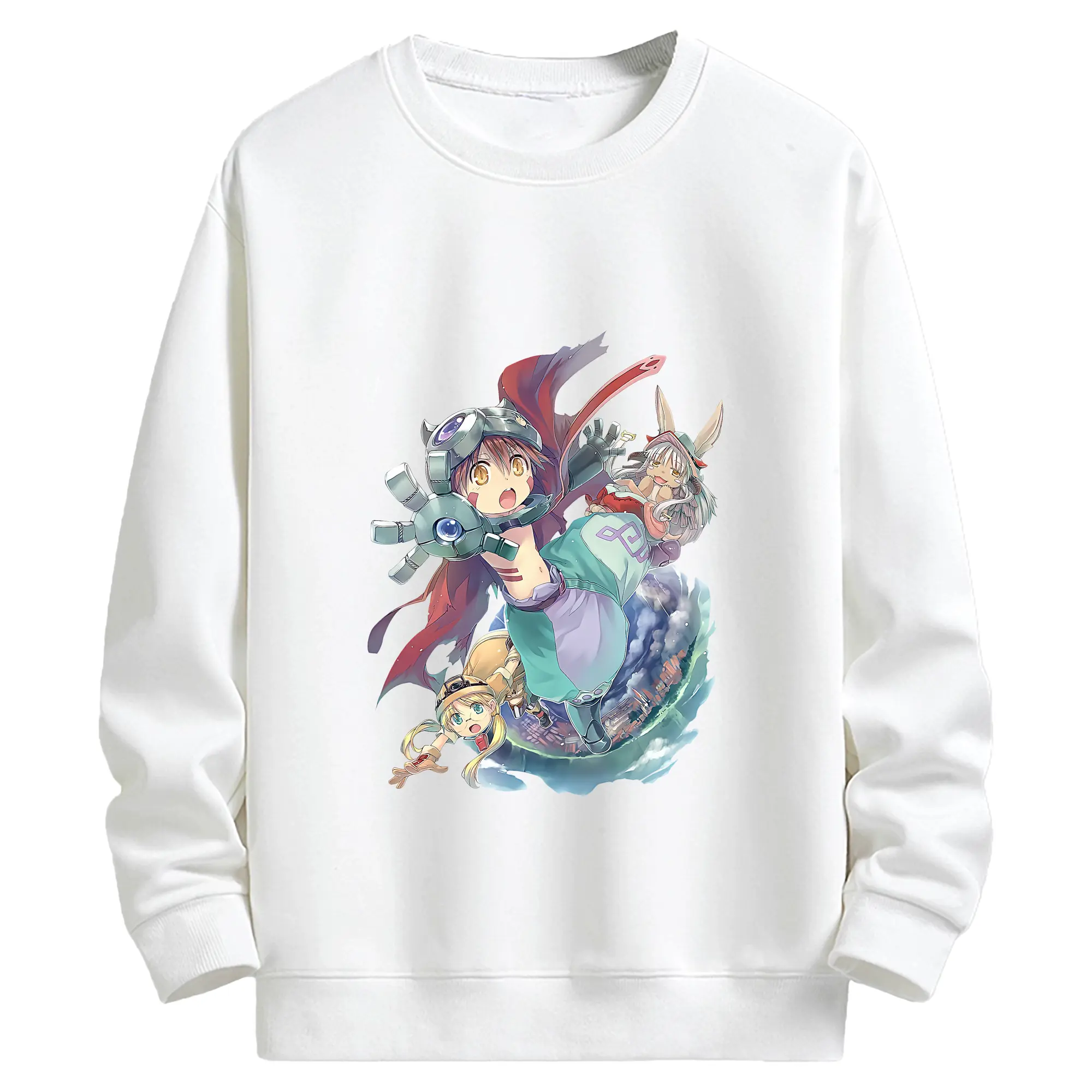 メイドインアビス グッズ,レグ - キッズ クルーネックスウェットシャツ ・ フロントプリント ・ 綿80％ ポリエステル20％ ・ 快適 通学 スポーツ 日常使い お散歩用