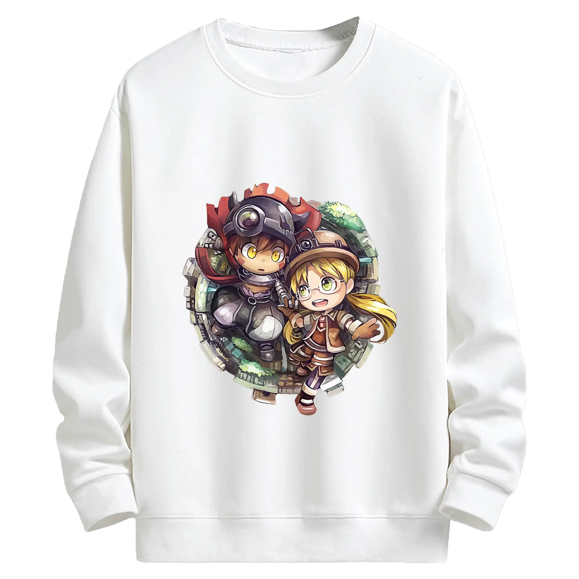 メイドインアビス グッズ,レグ - キッズ クルーネックスウェットシャツ ・ フロントプリント ・ 綿80％ ポリエステル20％ ・ 快適 通学 スポーツ 日常使い お散歩用