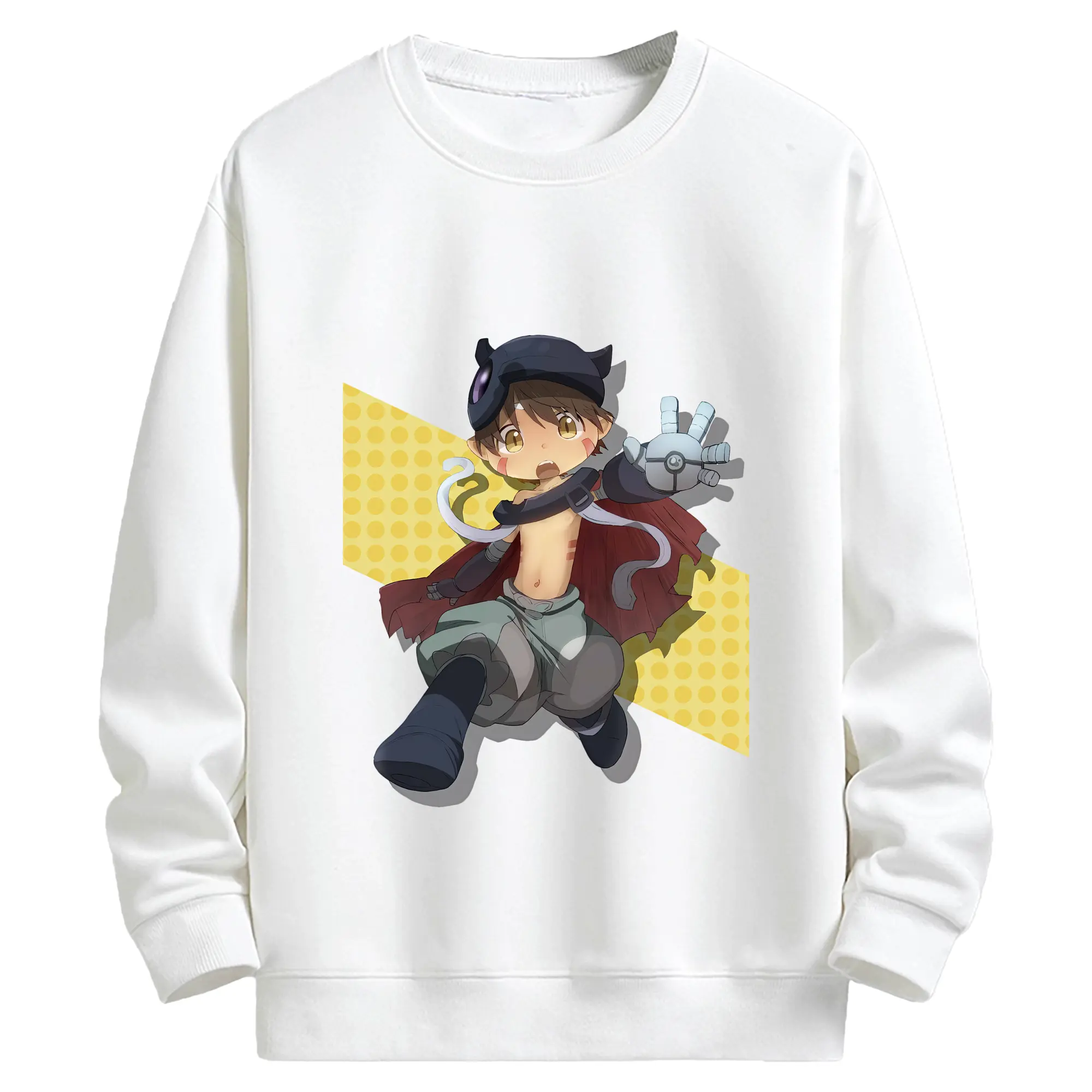 メイドインアビス グッズ,レグ - キッズ クルーネックスウェットシャツ ・ フロントプリント ・ 綿80％ ポリエステル20％ ・ 快適 通学 スポーツ 日常使い お散歩用