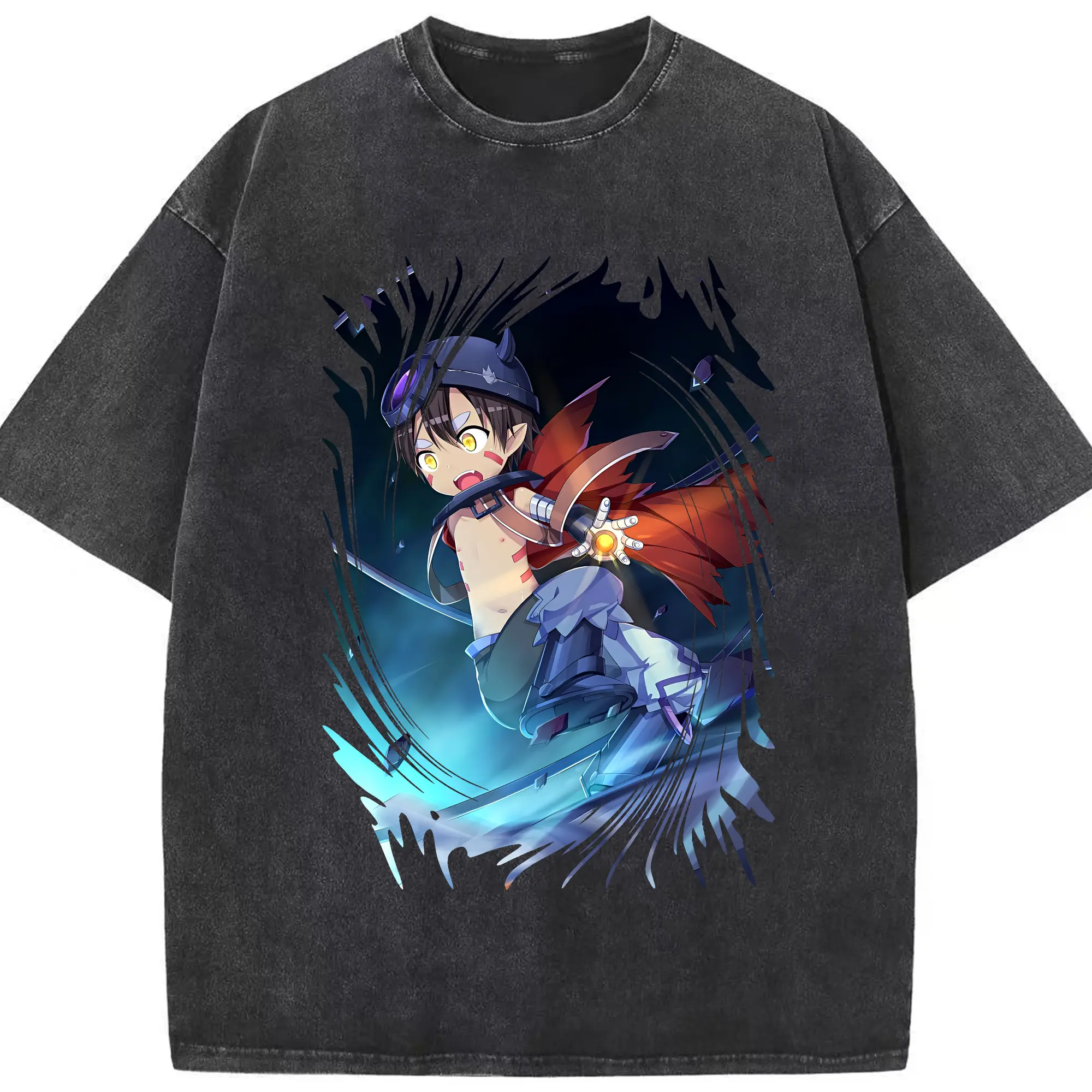 メイドインアビス グッズ,レグ - 綿100％ ヴィンテージ風 半袖Tシャツ ・ フロントプリント ・ 柔らか肌触り ・ 通気性 快適 ・ スポーツ カジュアル 外出用