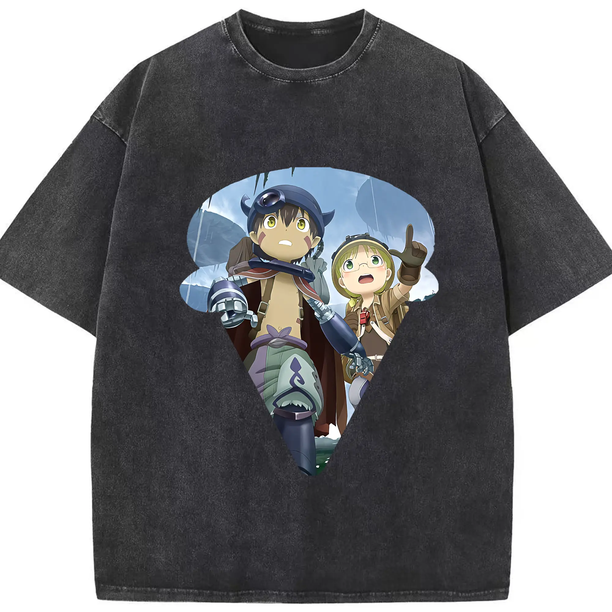 メイドインアビス グッズ,レグ - 綿100％ ヴィンテージ風 半袖Tシャツ ・ フロントプリント ・ 柔らか肌触り ・ 通気性 快適 ・ スポーツ カジュアル 外出用