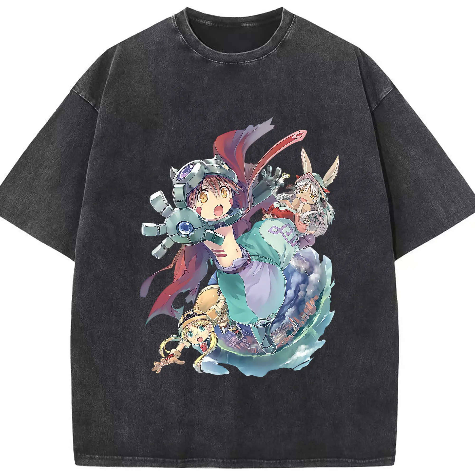 メイドインアビス グッズ,レグ - 綿100％ ヴィンテージ風 半袖Tシャツ ・ フロントプリント ・ 柔らか肌触り ・ 通気性 快適 ・ スポーツ カジュアル 外出用