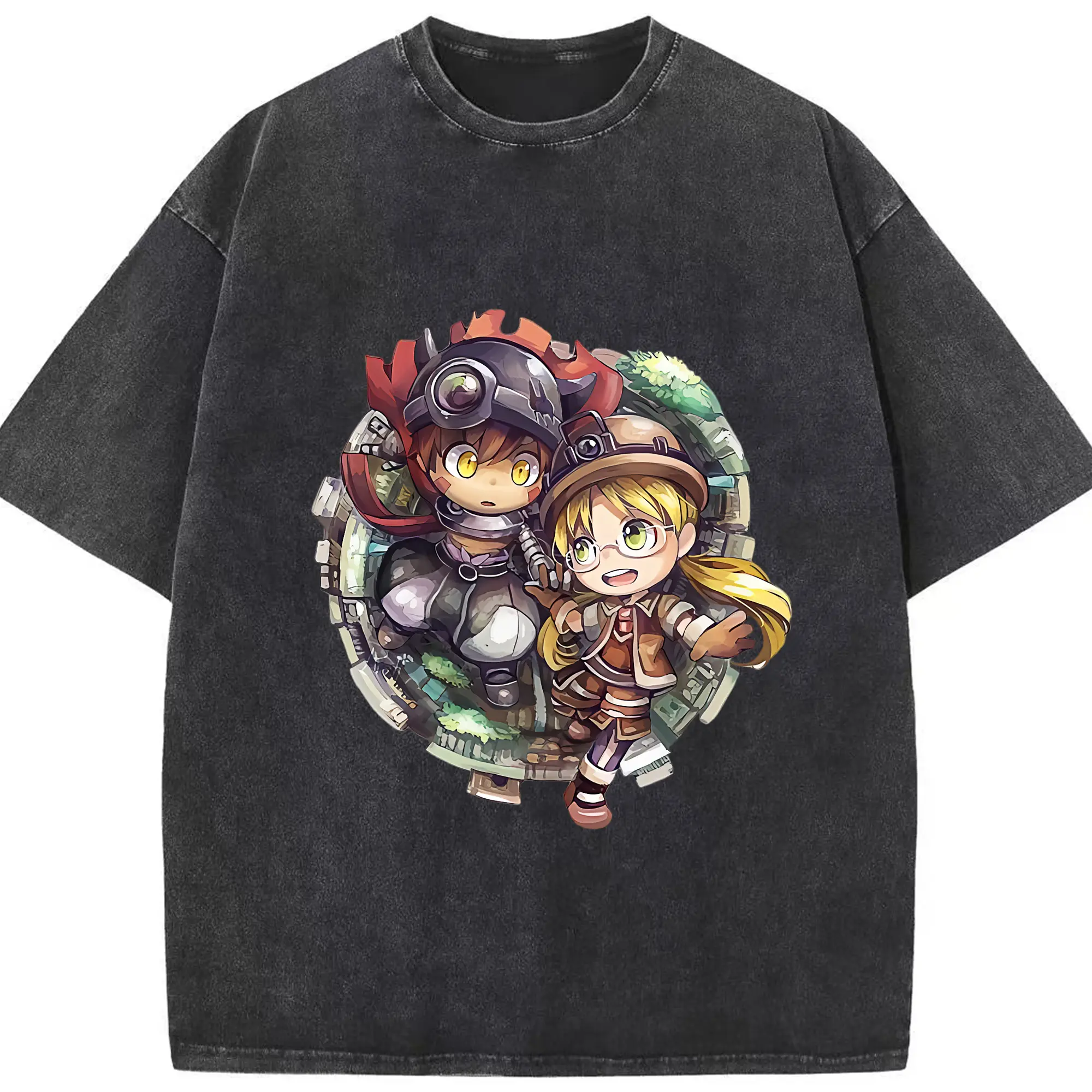 メイドインアビス グッズ,レグ - 綿100％ ヴィンテージ風 半袖Tシャツ ・ フロントプリント ・ 柔らか肌触り ・ 通気性 快適 ・ スポーツ カジュアル 外出用