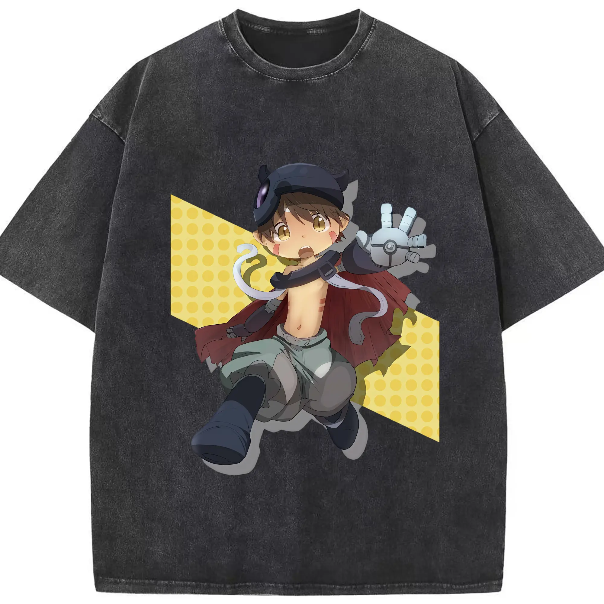 メイドインアビス グッズ,レグ - 綿100％ ヴィンテージ風 半袖Tシャツ ・ フロントプリント ・ 柔らか肌触り ・ 通気性 快適 ・ スポーツ カジュアル 外出用