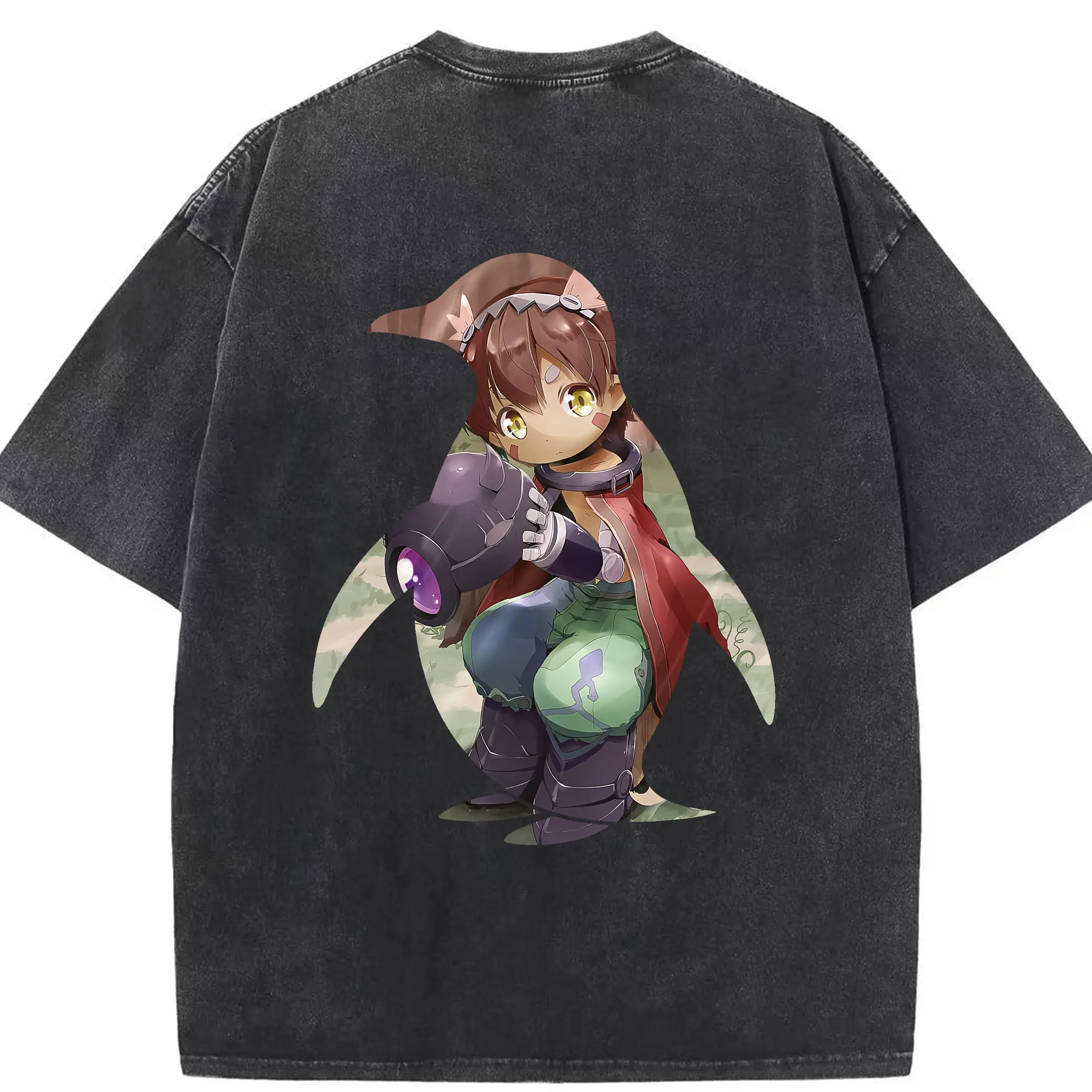 メイドインアビス グッズ,レグ - 綿100％ ヴィンテージ風 半袖Tシャツ ・ 背面プリント ・ 柔らか肌触り ・ 通気性 快適 ・ スポーツ カジュアル 外出用