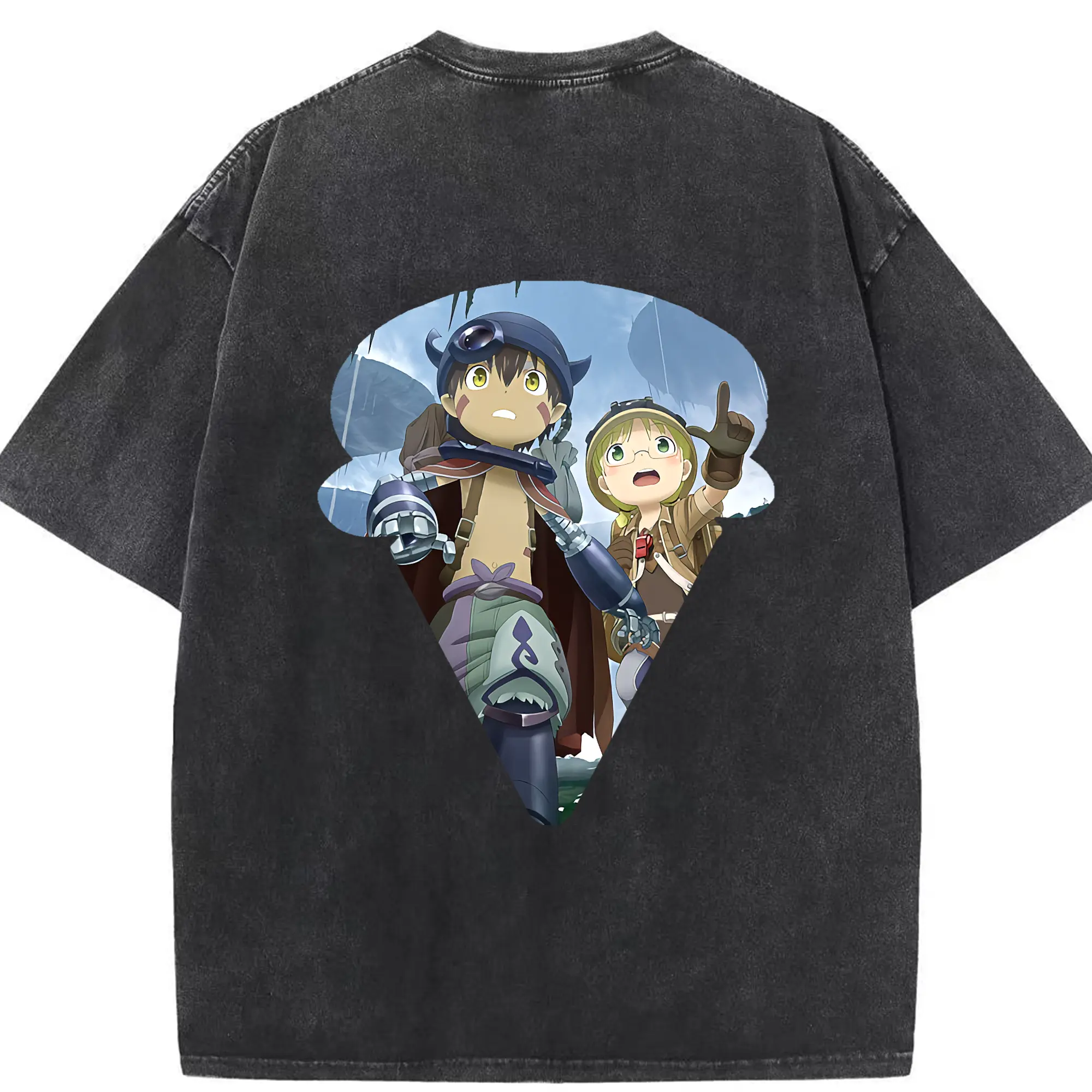 メイドインアビス グッズ,レグ - 綿100％ ヴィンテージ風 半袖Tシャツ ・ 背面プリント ・ 柔らか肌触り ・ 通気性 快適 ・ スポーツ カジュアル 外出用