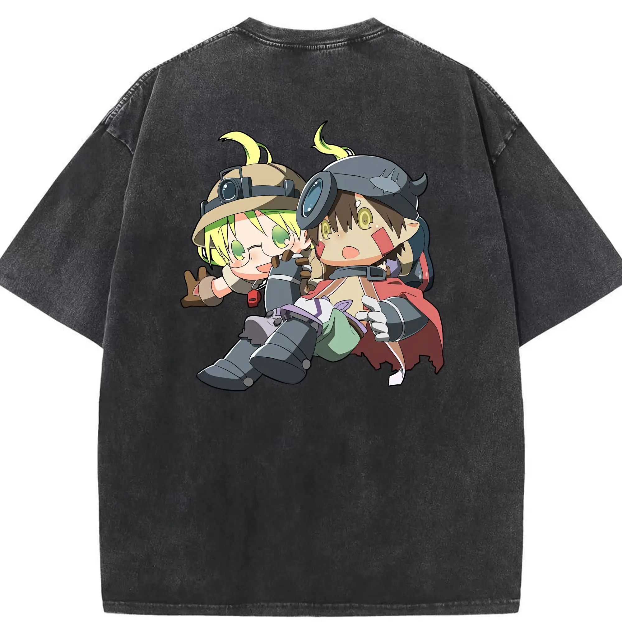 メイドインアビス グッズ,レグ - 綿100％ ヴィンテージ風 半袖Tシャツ ・ 背面プリント ・ 柔らか肌触り ・ 通気性 快適 ・ スポーツ カジュアル 外出用