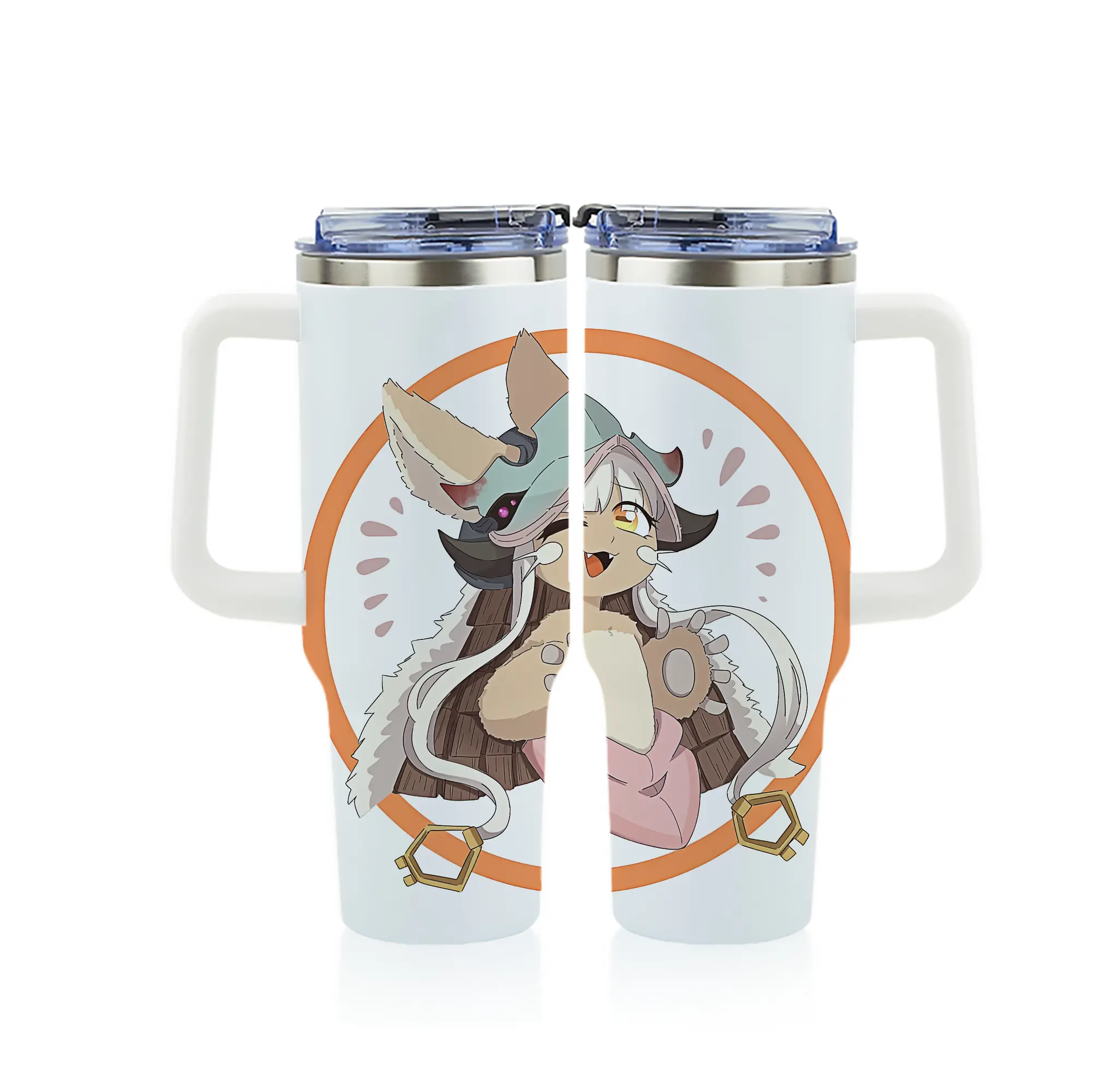 メイドインアビス グッズ,ナナチ - 1200mL フルプリント車用タンブラー ・ 304ステンレス 内側 ・ 201ステンレス 外側 ・ 保温 保冷 ・ 通勤 ドライブ アウトドア用