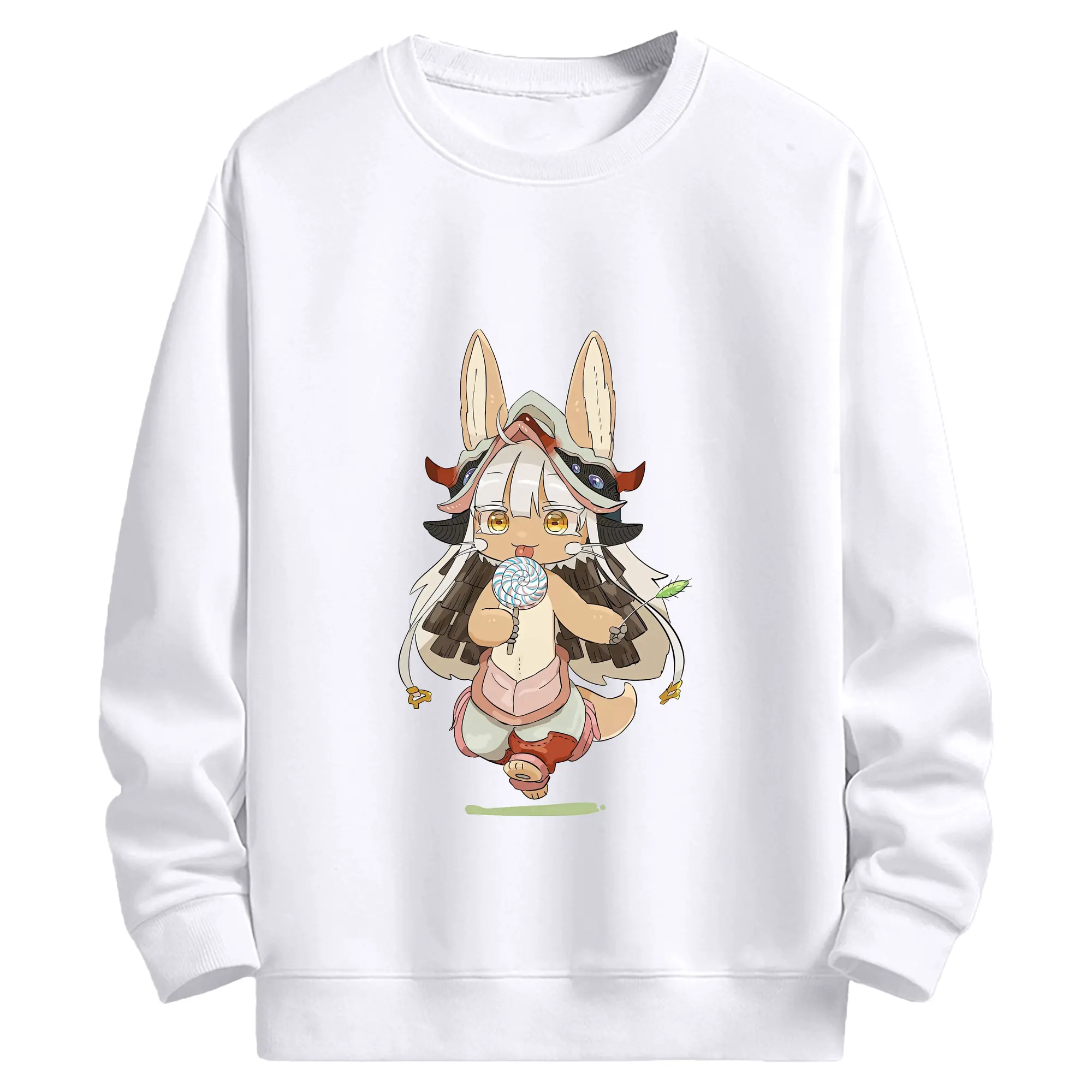 メイドインアビス グッズ,ナナチ - 高品質 クルーネック スウェット ・ コットン59％ ポリエステル41％ ・ ユニセックス 長袖 トレーナー ・ カジュアル デイリー スポーツ 散歩用