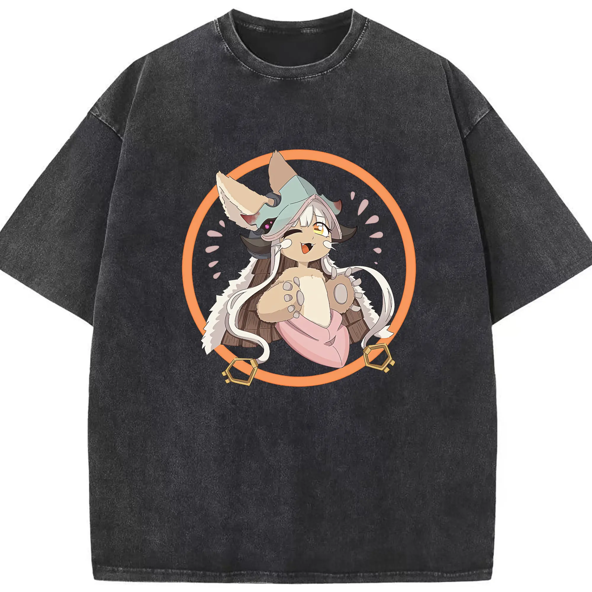 メイドインアビス グッズ,ナナチ - 綿100％ ヴィンテージ風 半袖Tシャツ ・ フロントプリント ・ 柔らか肌触り ・ 通気性 快適 ・ スポーツ カジュアル 外出用
