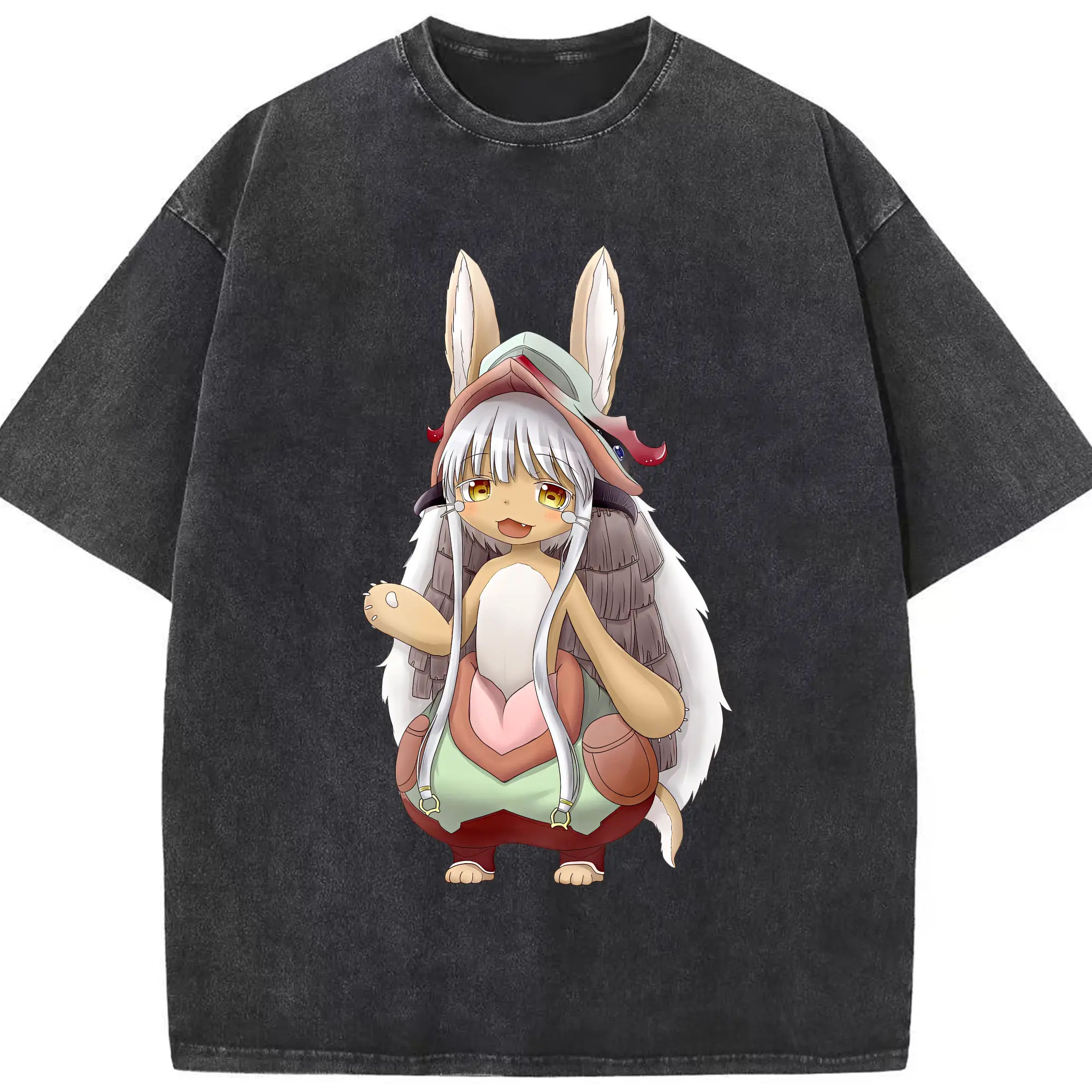 メイドインアビス グッズ,ナナチ - 綿100％ ヴィンテージ風 半袖Tシャツ ・ フロントプリント ・ 柔らか肌触り ・ 通気性 快適 ・ スポーツ カジュアル 外出用