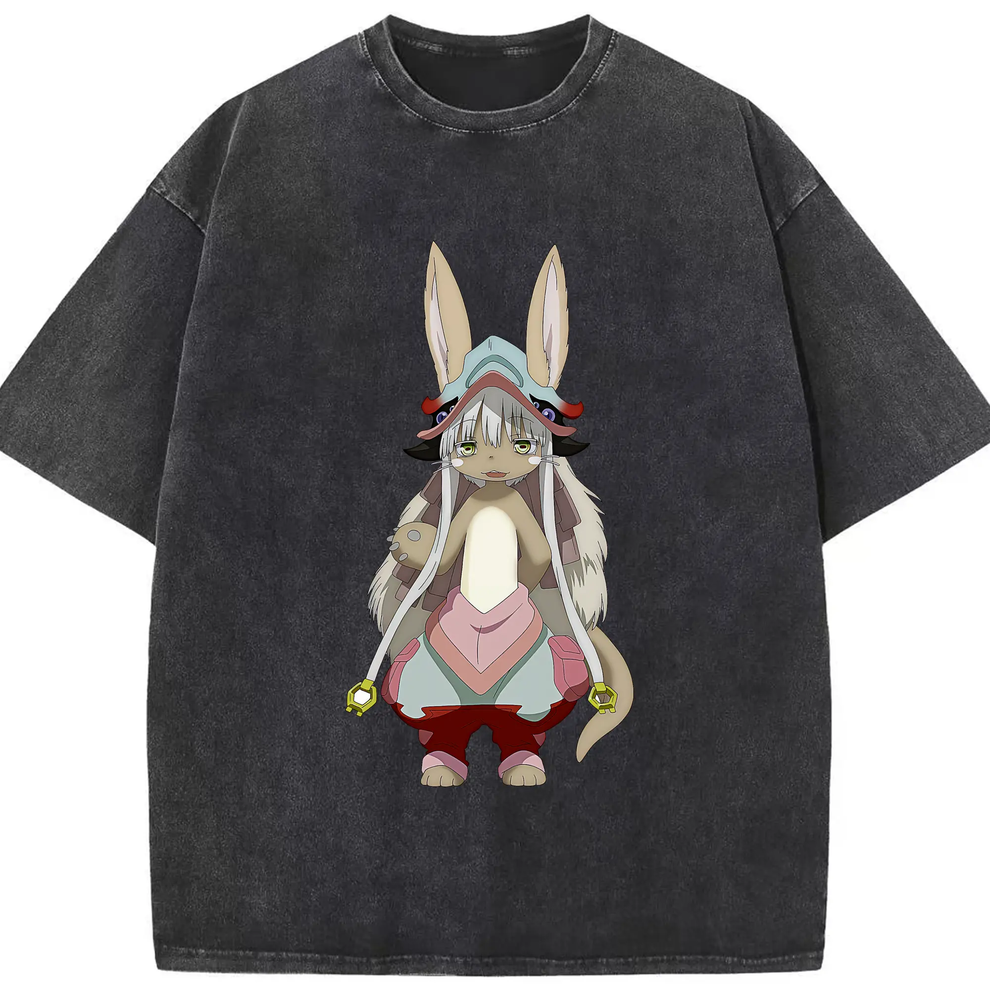 メイドインアビス グッズ,ナナチ - 綿100％ ヴィンテージ風 半袖Tシャツ ・ フロントプリント ・ 柔らか肌触り ・ 通気性 快適 ・ スポーツ カジュアル 外出用