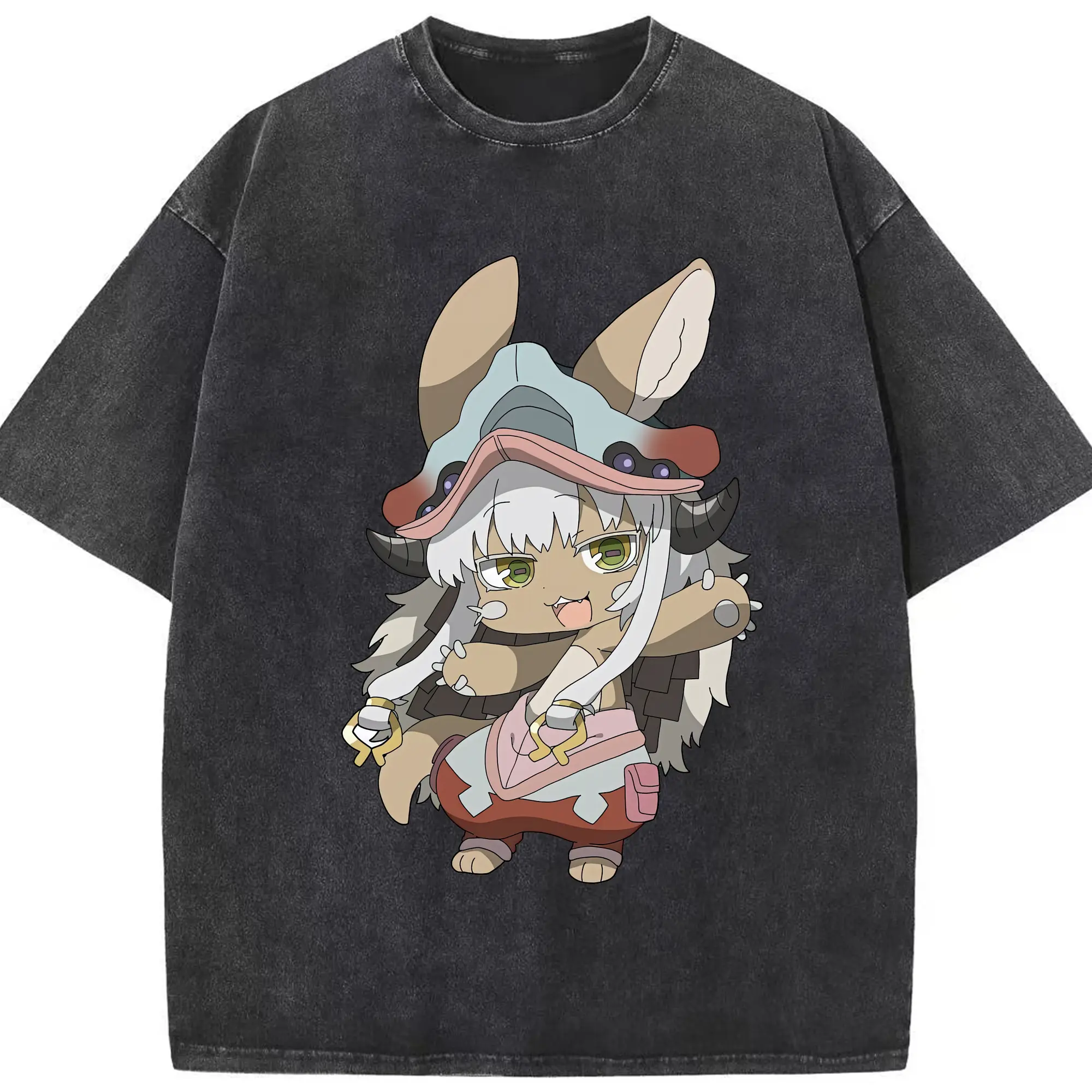 メイドインアビス グッズ,ナナチ - 綿100％ ヴィンテージ風 半袖Tシャツ ・ フロントプリント ・ 柔らか肌触り ・ 通気性 快適 ・ スポーツ カジュアル 外出用