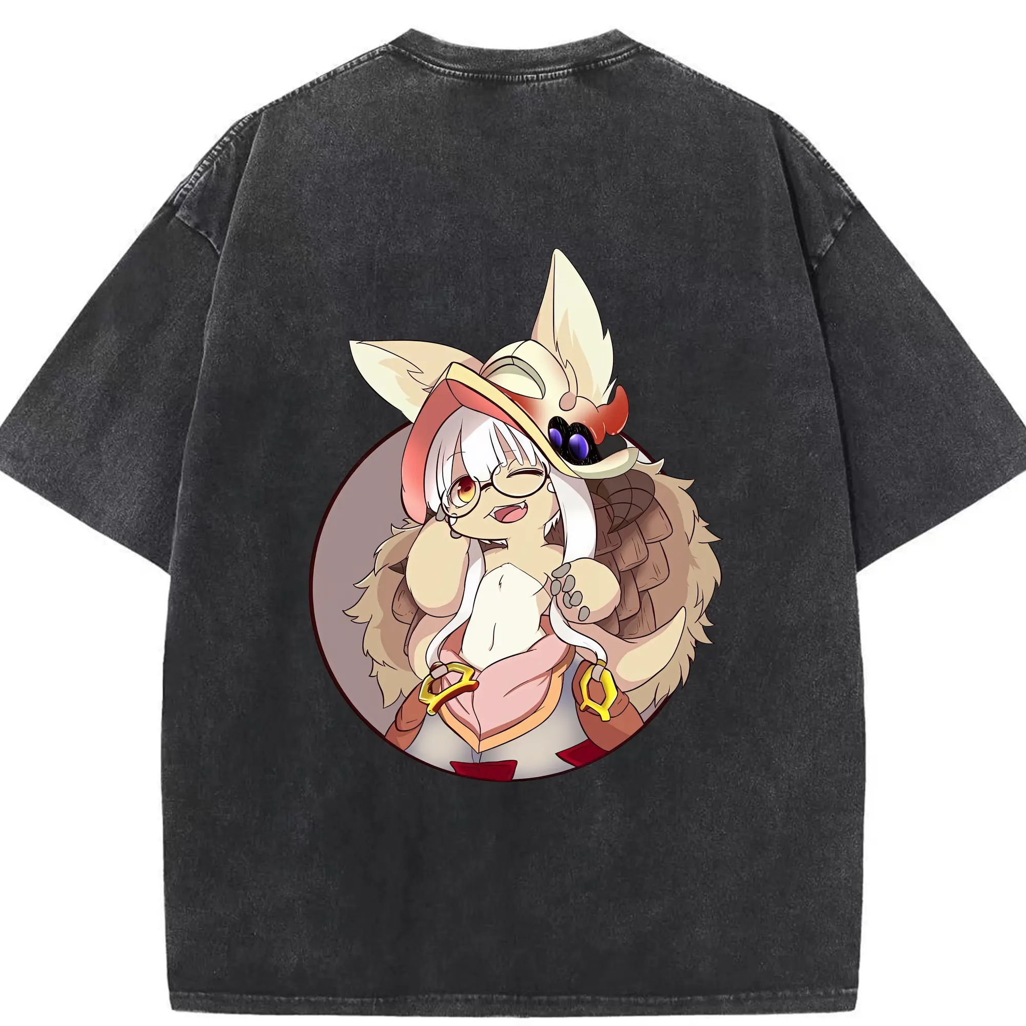 メイドインアビス グッズ,ナナチ - 綿100％ ヴィンテージ風 半袖Tシャツ ・ 背面プリント ・ 柔らか肌触り ・ 通気性 快適 ・ スポーツ カジュアル 外出用