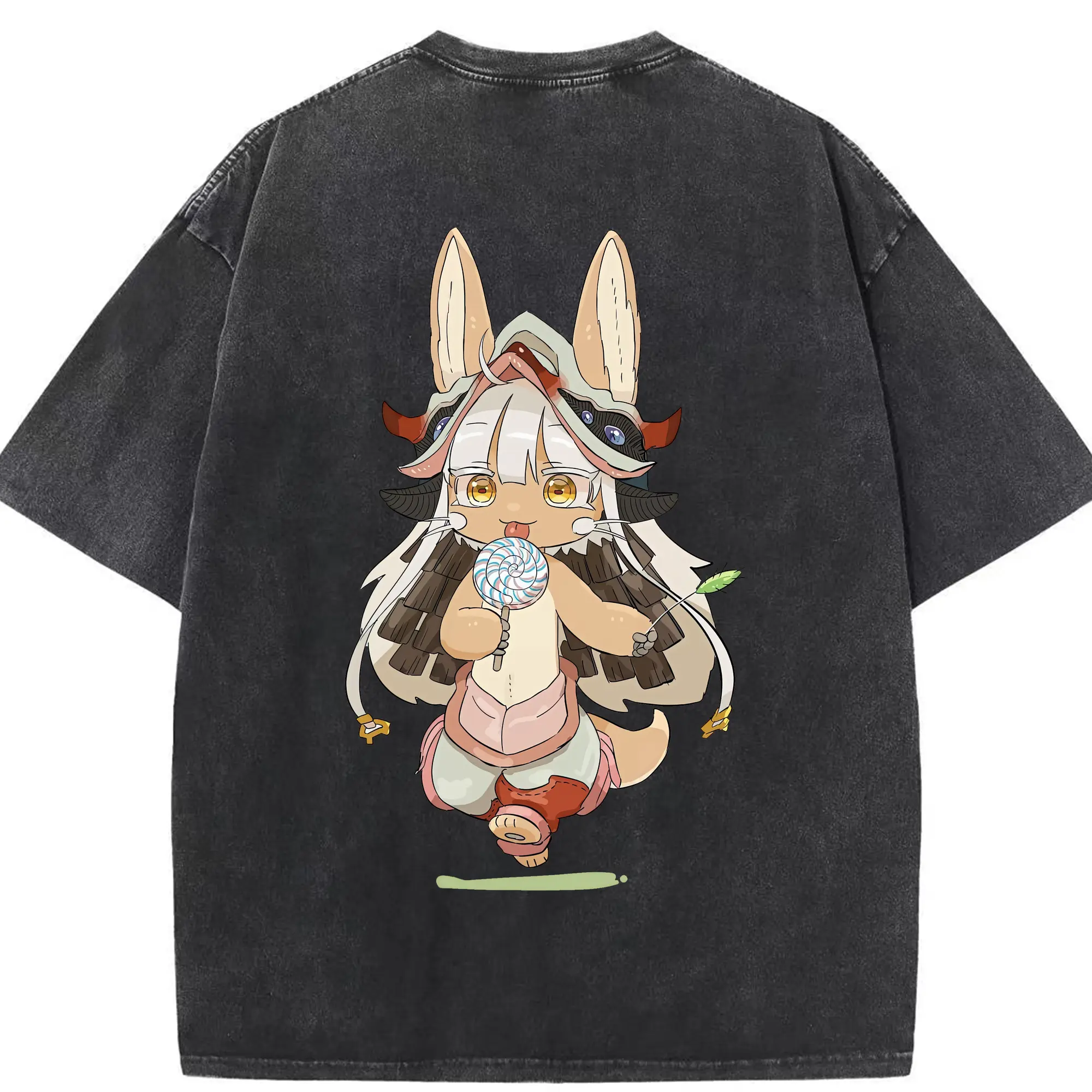 メイドインアビス グッズ,ナナチ - 綿100％ ヴィンテージ風 半袖Tシャツ ・ 背面プリント ・ 柔らか肌触り ・ 通気性 快適 ・ スポーツ カジュアル 外出用
