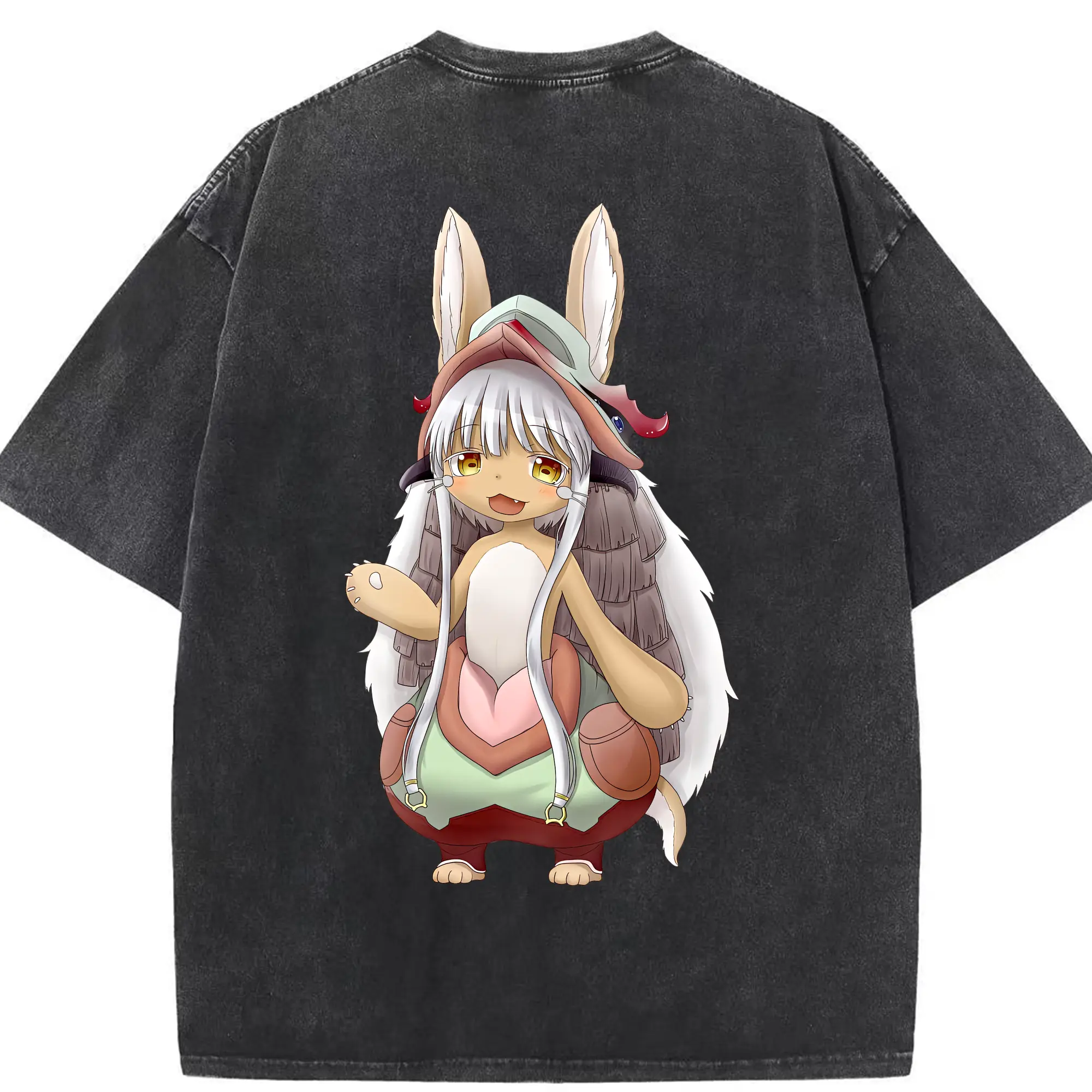 メイドインアビス グッズ,ナナチ - 綿100％ ヴィンテージ風 半袖Tシャツ ・ 背面プリント ・ 柔らか肌触り ・ 通気性 快適 ・ スポーツ カジュアル 外出用