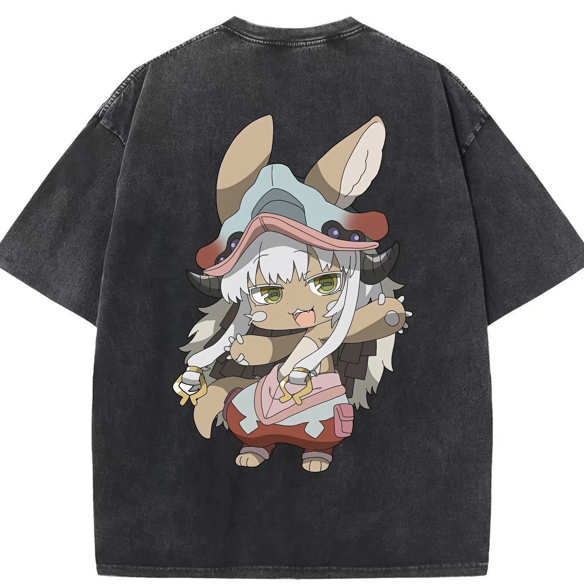 メイドインアビス グッズ,ナナチ - 綿100％ ヴィンテージ風 半袖Tシャツ ・ 背面プリント ・ 柔らか肌触り ・ 通気性 快適 ・ スポーツ カジュアル 外出用