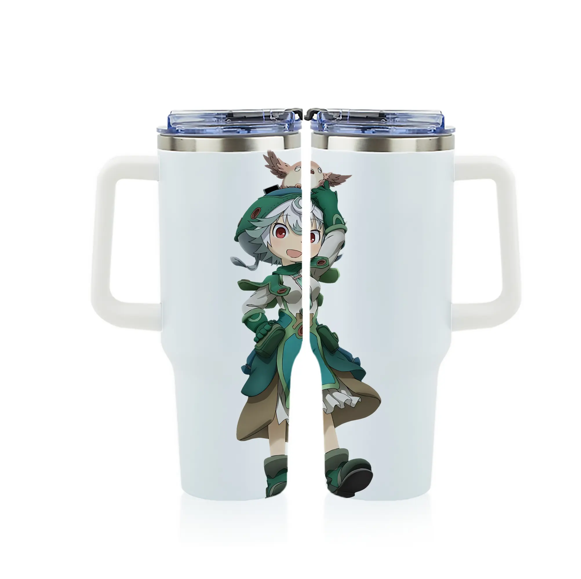 メイドインアビス グッズ,プルシュカ - 1200mL フルプリント車用タンブラー ・ 304ステンレス 内側 ・ 201ステンレス 外側 ・ 保温 保冷 ・ 通勤 ドライブ アウトドア用