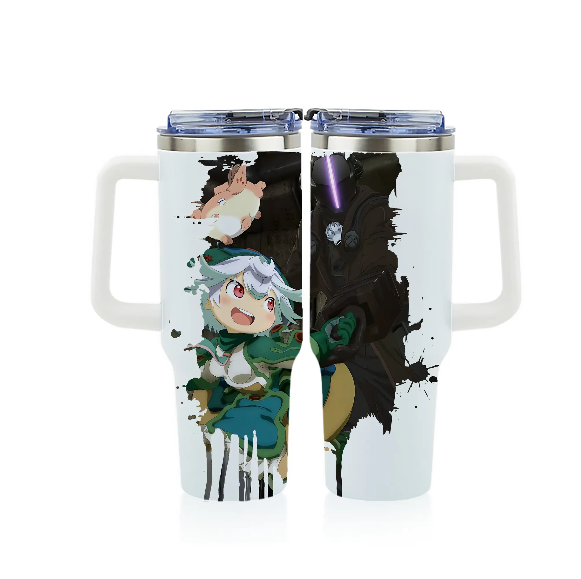 メイドインアビス グッズ,プルシュカ - 1200mL フルプリント車用タンブラー ・ 304ステンレス 内側 ・ 201ステンレス 外側 ・ 保温 保冷 ・ 通勤 ドライブ アウトドア用