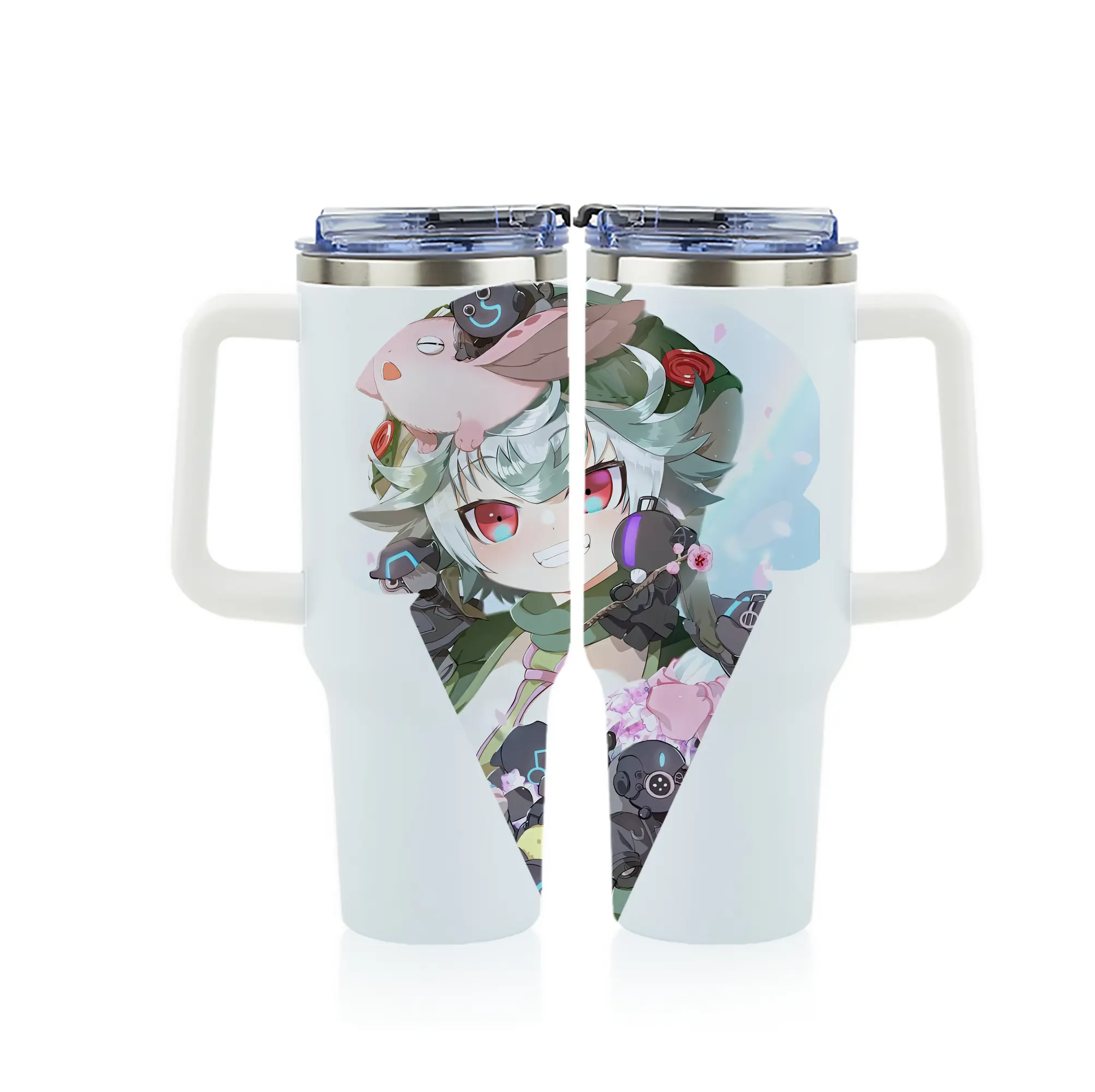 メイドインアビス グッズ,プルシュカ - 1200mL フルプリント車用タンブラー ・ 304ステンレス 内側 ・ 201ステンレス 外側 ・ 保温 保冷 ・ 通勤 ドライブ アウトドア用