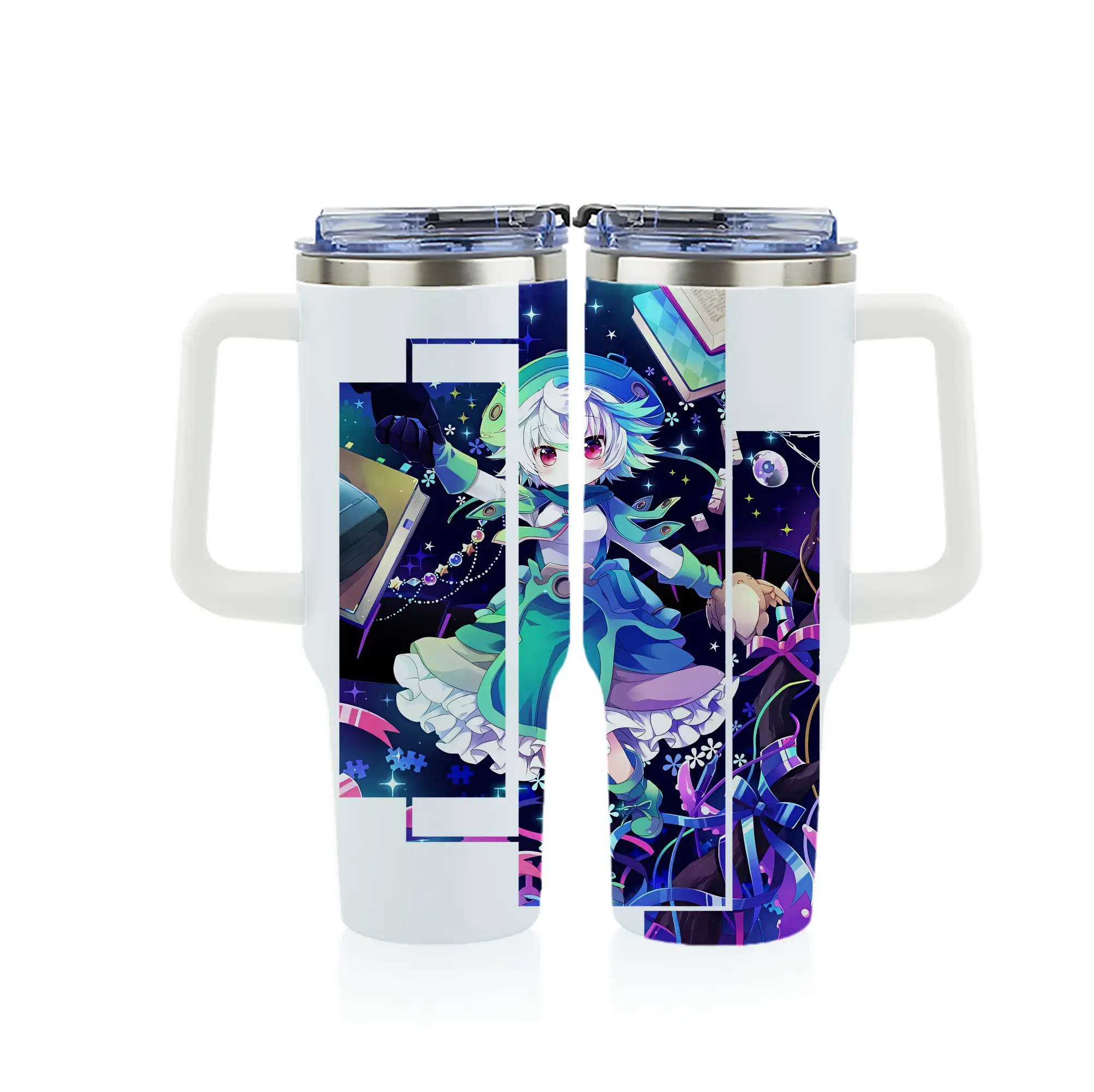 メイドインアビス グッズ,プルシュカ - 1200mL フルプリント車用タンブラー ・ 304ステンレス 内側 ・ 201ステンレス 外側 ・ 保温 保冷 ・ 通勤 ドライブ アウトドア用