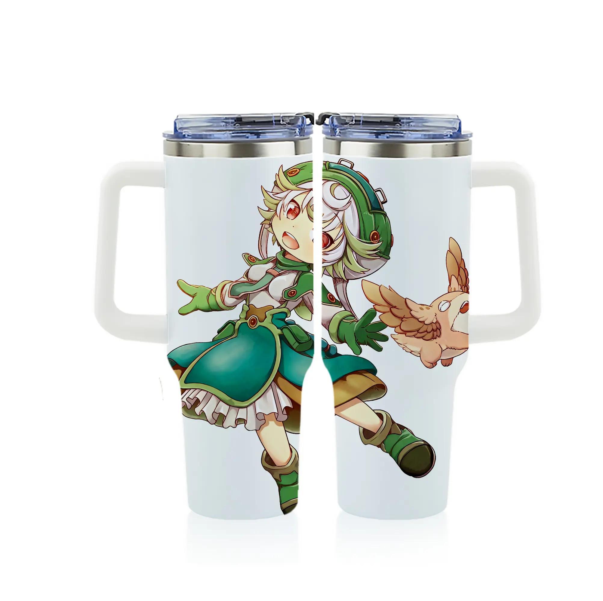 メイドインアビス グッズ,プルシュカ - 1200mL フルプリント車用タンブラー ・ 304ステンレス 内側 ・ 201ステンレス 外側 ・ 保温 保冷 ・ 通勤 ドライブ アウトドア用