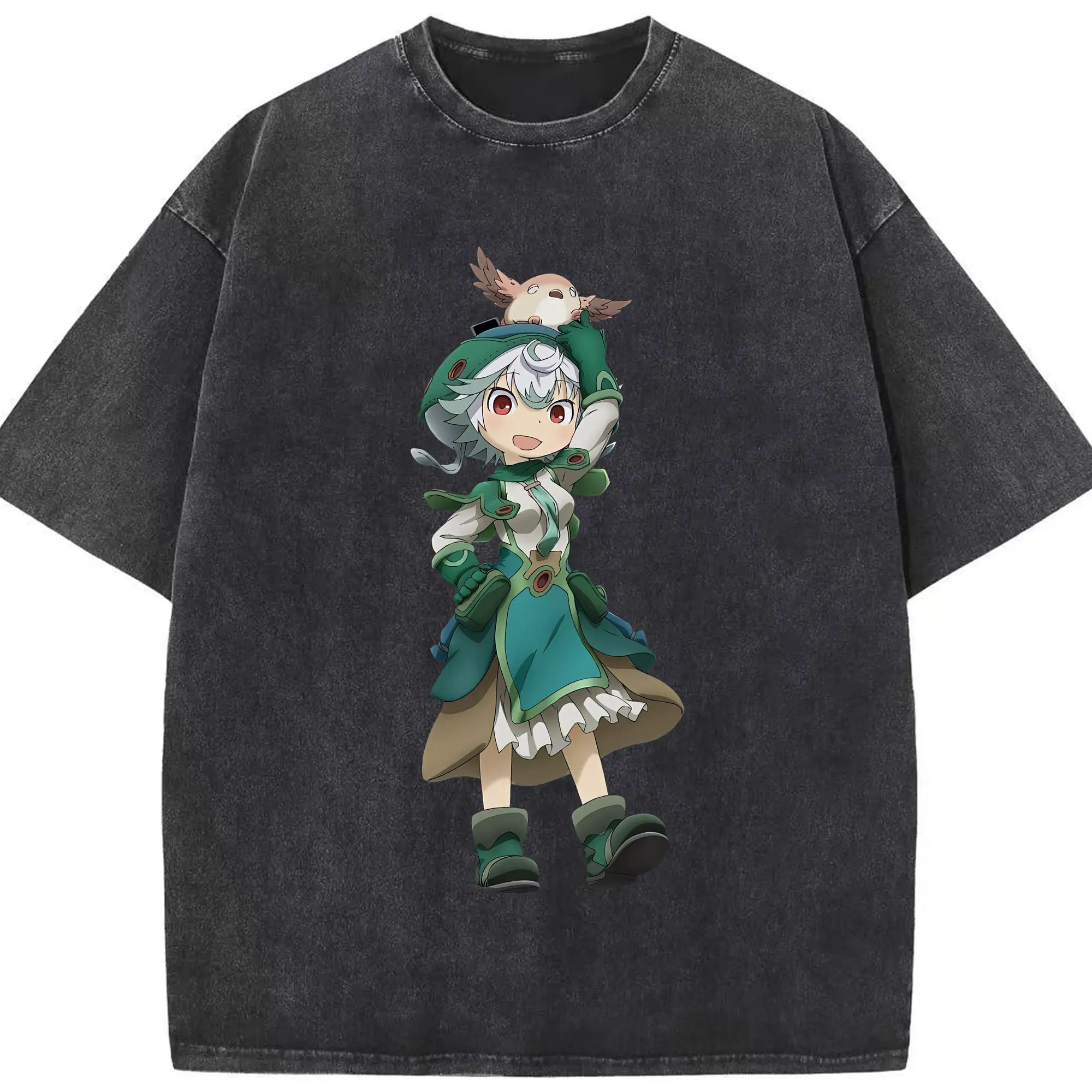 メイドインアビス グッズ,プルシュカ - 綿100％ ヴィンテージ風 半袖Tシャツ ・ フロントプリント ・ 柔らか肌触り ・ 通気性 快適 ・ スポーツ カジュアル 外出用