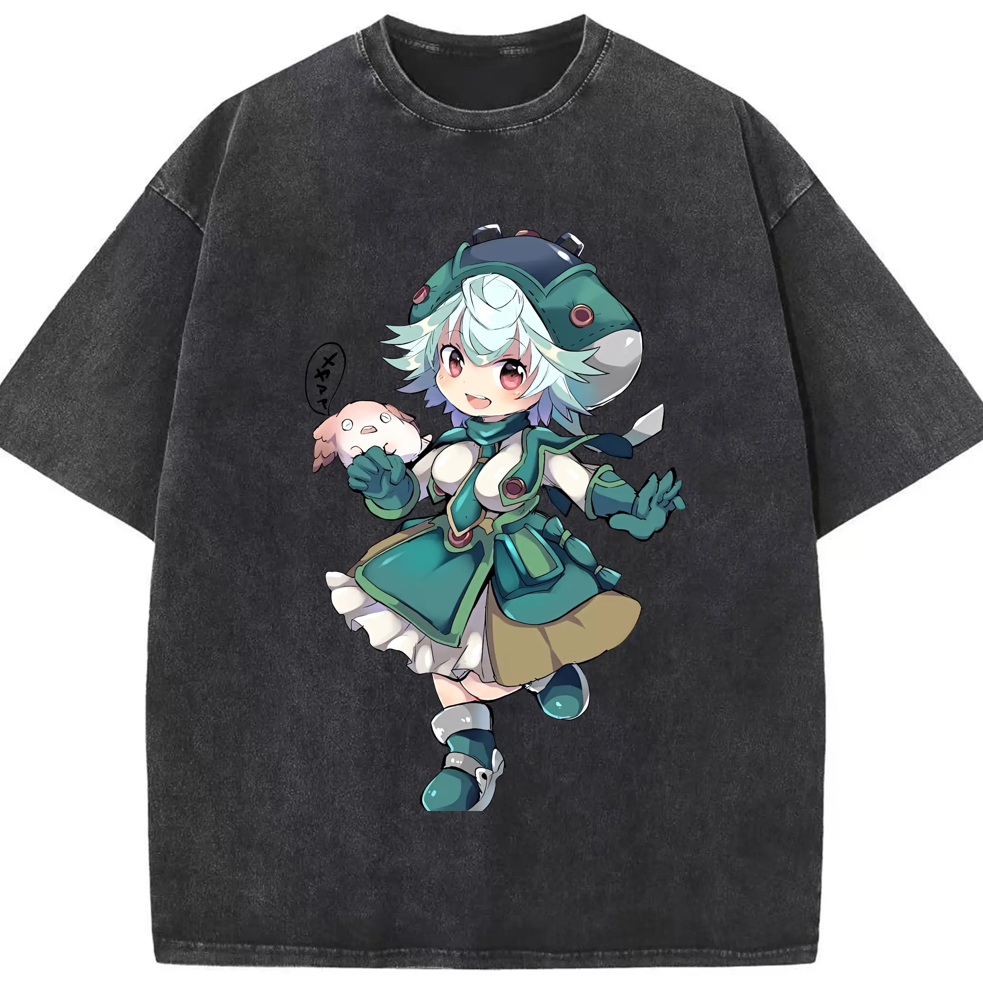 メイドインアビス グッズ,プルシュカ - 綿100％ ヴィンテージ風 半袖Tシャツ ・ フロントプリント ・ 柔らか肌触り ・ 通気性 快適 ・ スポーツ カジュアル 外出用