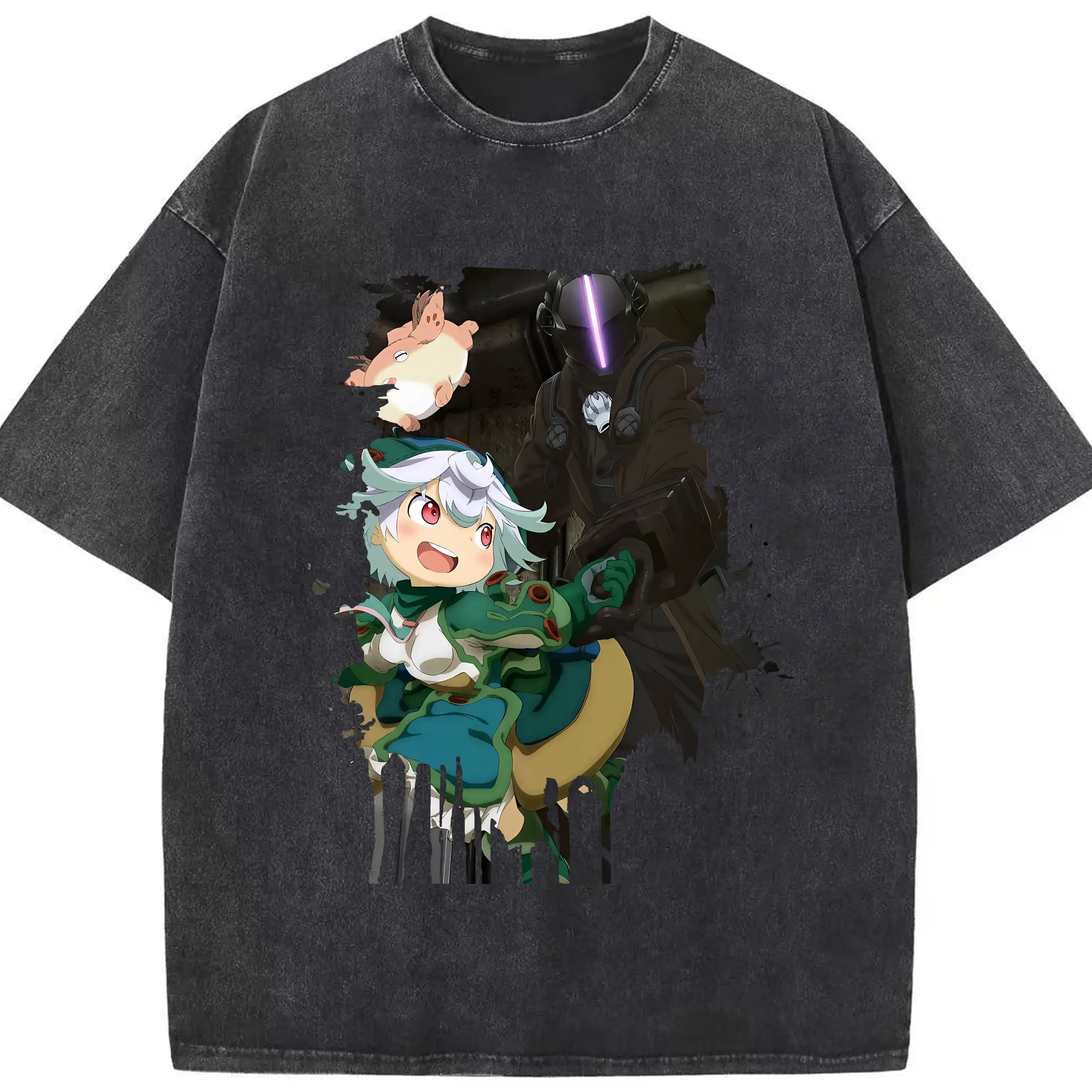 メイドインアビス グッズ,プルシュカ - 綿100％ ヴィンテージ風 半袖Tシャツ ・ フロントプリント ・ 柔らか肌触り ・ 通気性 快適 ・ スポーツ カジュアル 外出用